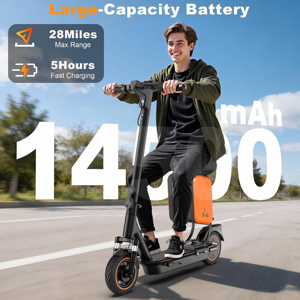 Electric Scooter, 350W-500W Motor, 19 MPH to 22MPH, 15-41 Miles Range, Dual Suspension, Dual Braking, App Control, Foldable Commuter E Scooter for Adults and Teens