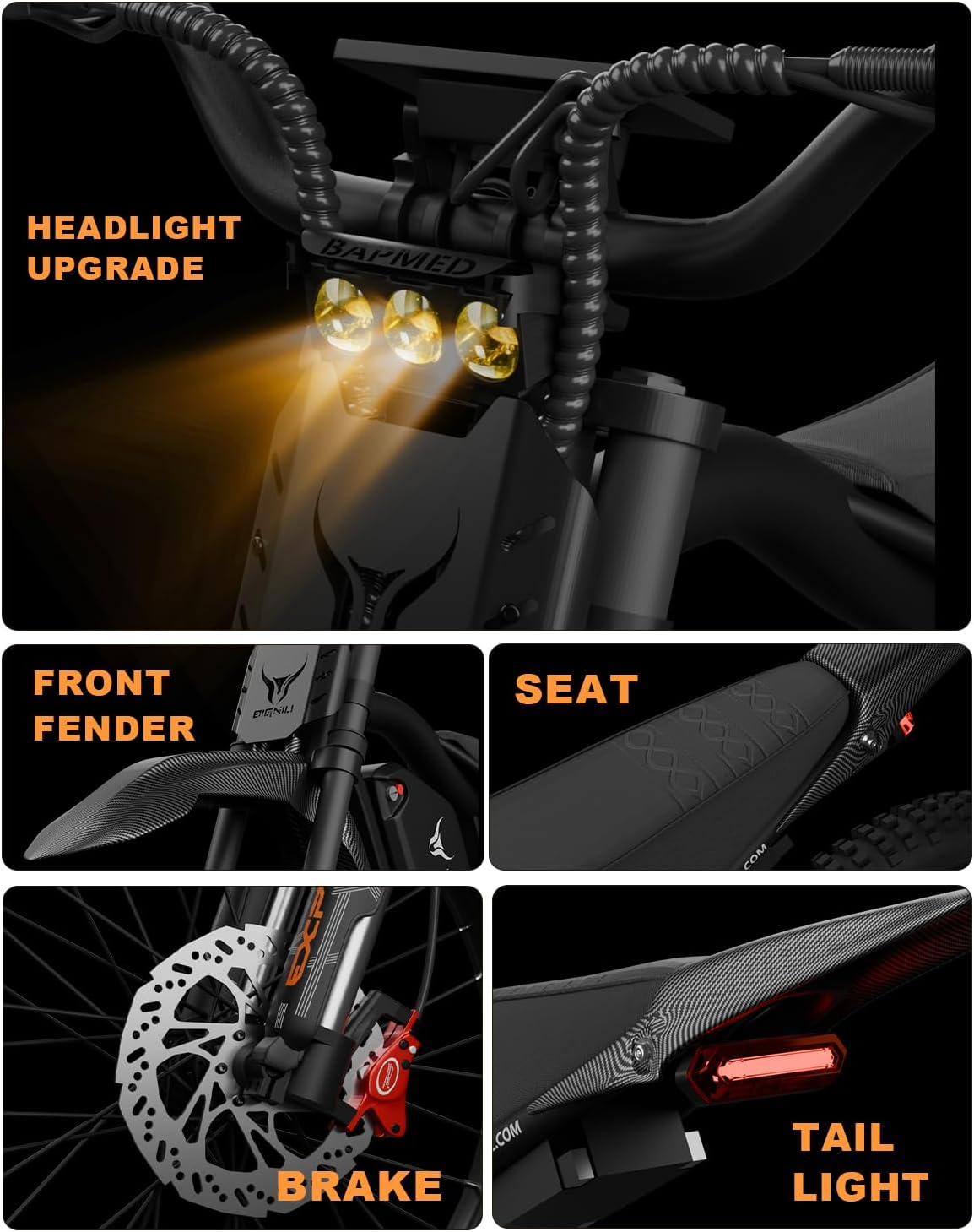 BIGNIU Electric Bike for Adults, Electric Dirt Bike with 3000W Peak Motor, 60V 32Ah Battery, 19x2.1 Fat Tires, Aluminum Electric Dirt Bike, E Bike for Teens, Off-Road Ebike and City Riding