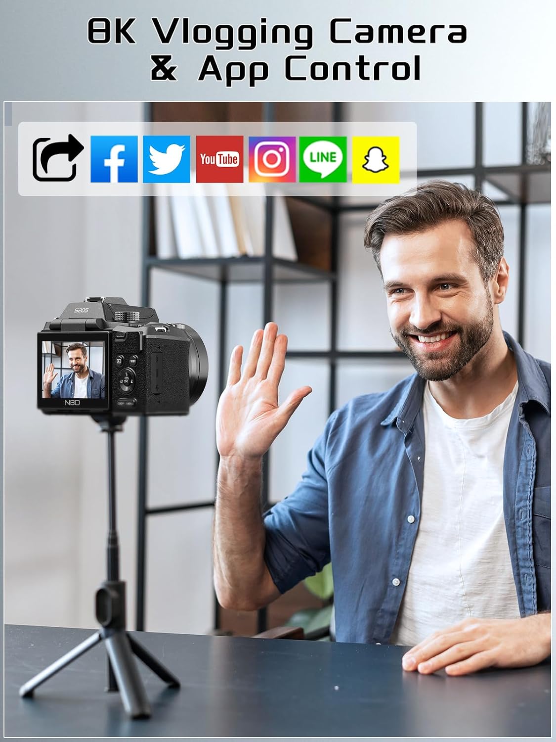 8K Digital Camera, 64MP Cameras for Photography with 3' Flip Screen, 16X Zoom, WiFi & Autofocus, Vlogging Camera for YouTube, Includes 64GB Card & 2 Batteries