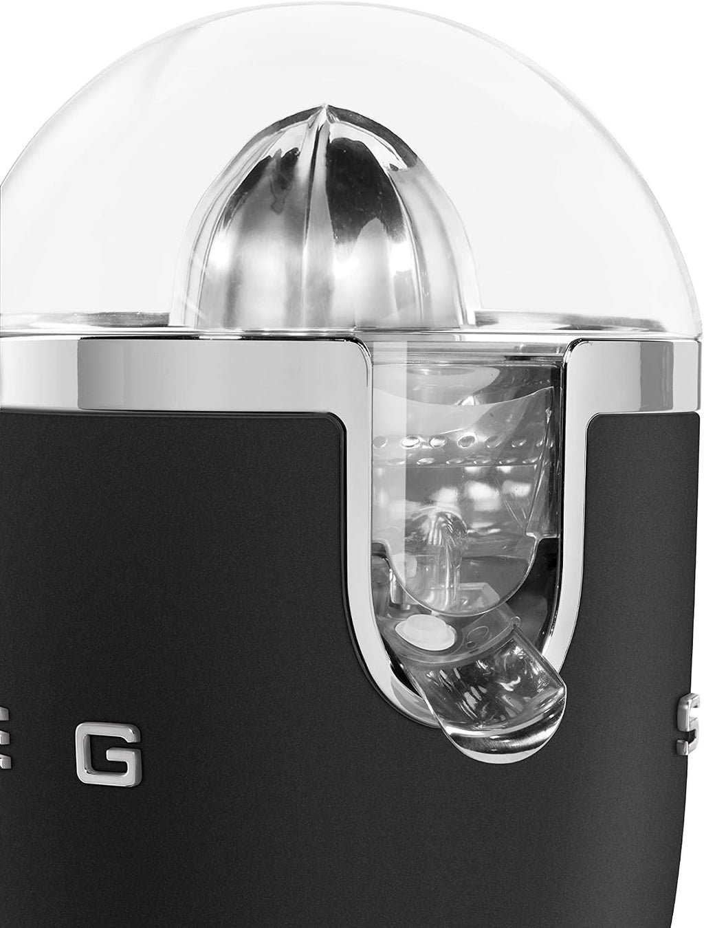 SMEG 50's Retro Style Citrus Juicer with Drip Free Spout, Automatic Activation, and Efficient Straining, Black