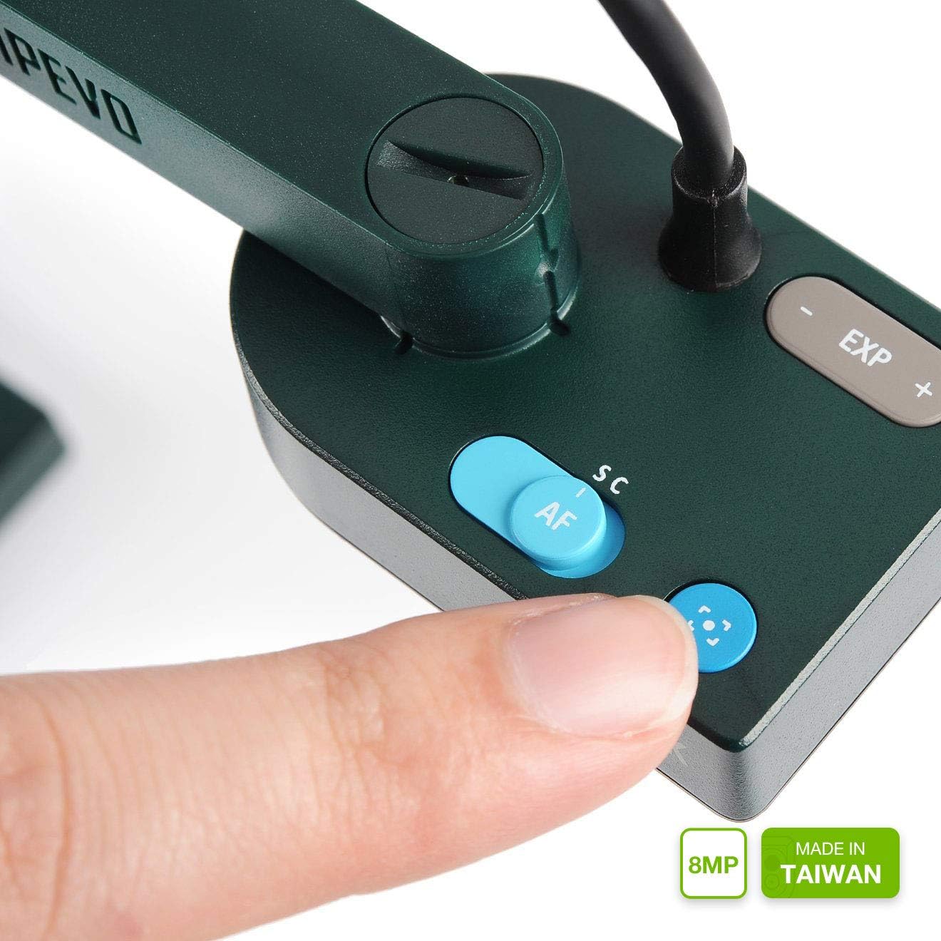 IPEVO V4K Ultra High Definition 8MP USB Document Camera — Mac OS, Windows, Chromebook Compatible for Live Demo, Web Conferencing, Distance Learning, Remote Teaching, Green