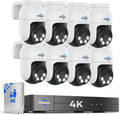 Hiseeu 4K PTZ Wired Security Camera System with 8 x 8MP IP67 CCTV Cameras,8MP DVR,360° Coverage,Smart Color Night Vision,Audio,Person/Vehicle Detection,2TB HDD for 24/7 Recording,Surveillance DVR Kit