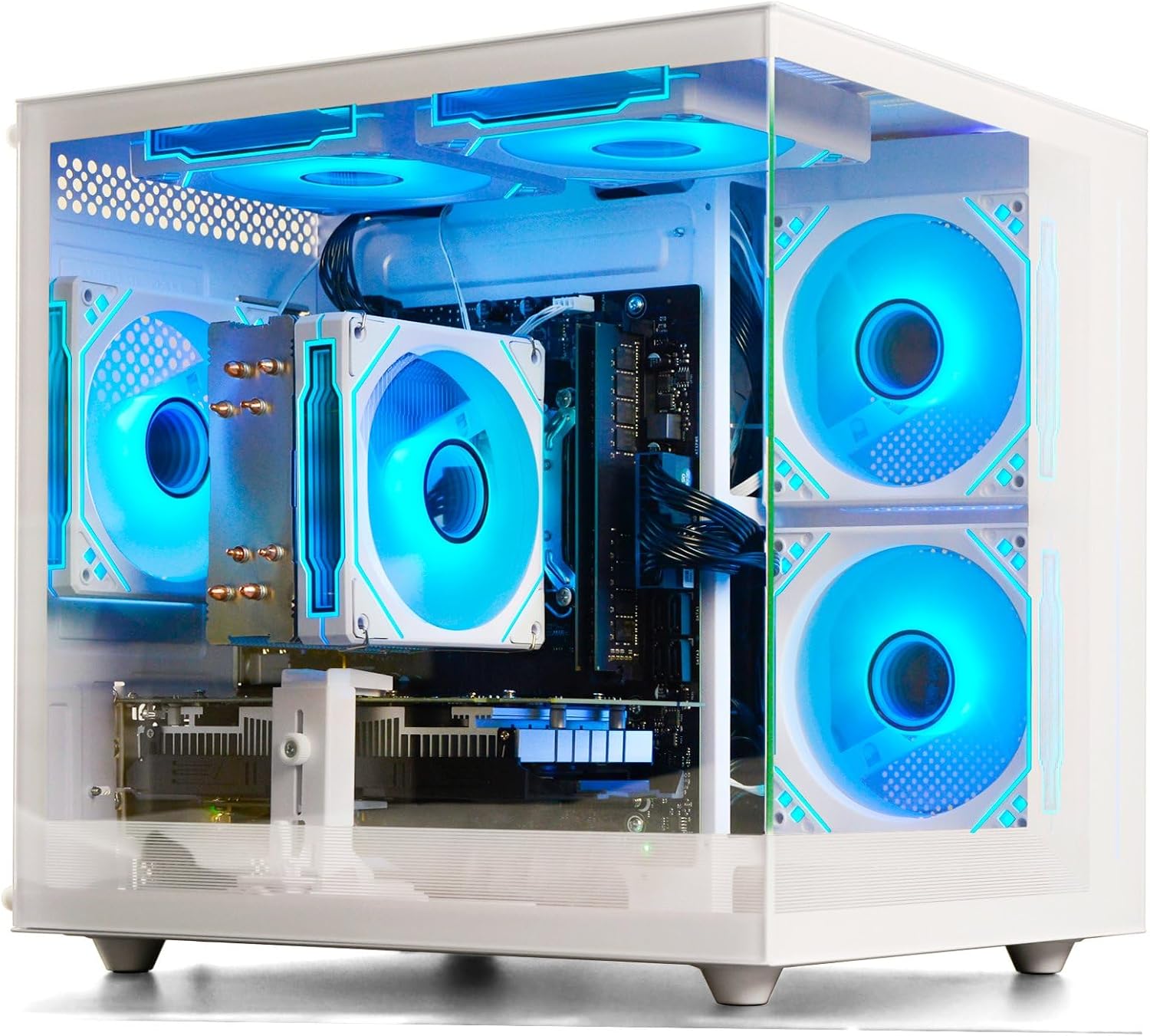 suevery Prebuilt Gaming PC |16G RAM | AMD Ryzen5 6Cores 3.6G Up to 4.1G | 512G SSD | RX560 4G | Wi-Fi 6 White Desktop Computer Gamer Home