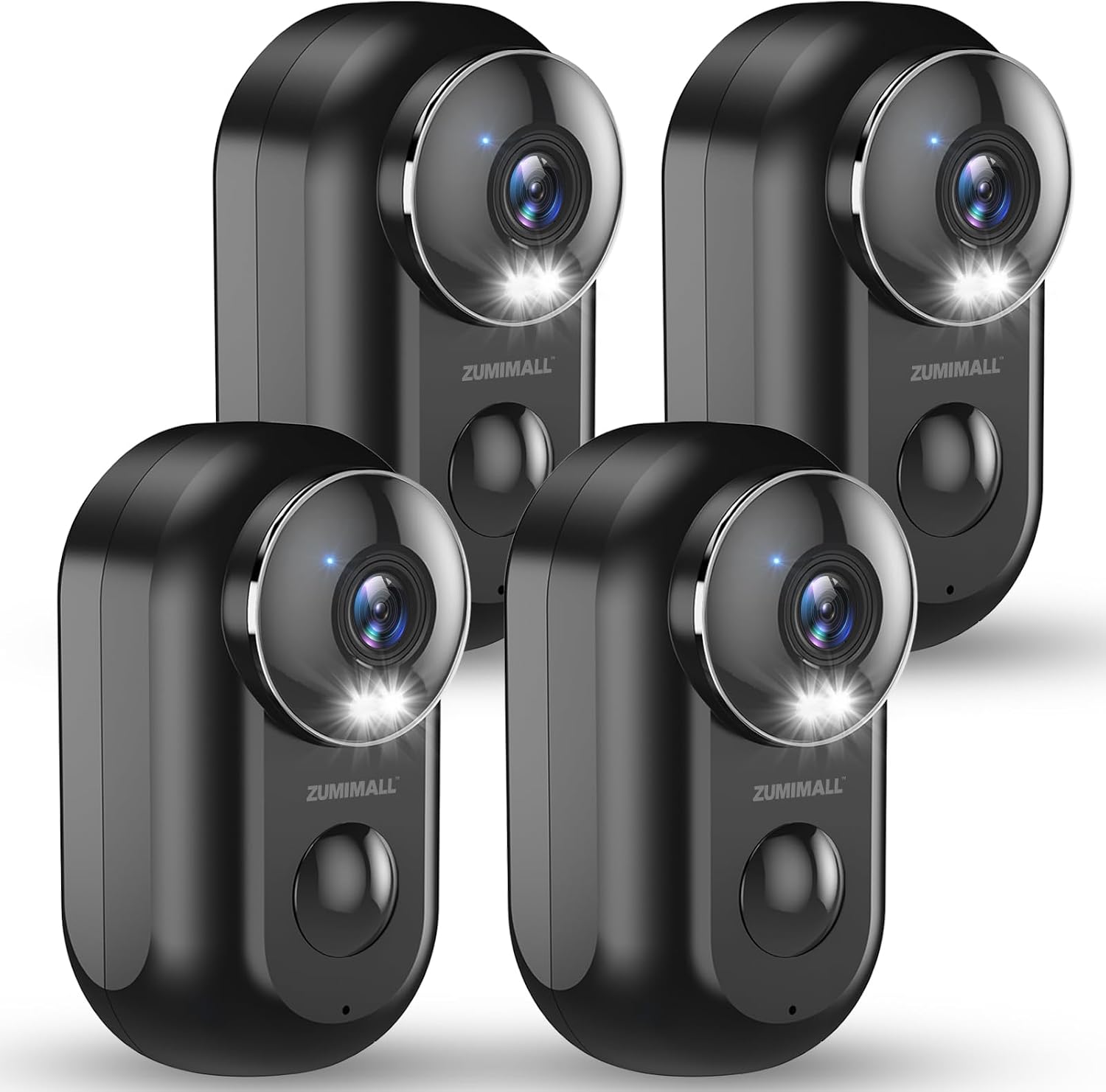 ZUMIMALL Security Cameras Wireless Outdoor, 4 Packs, 2K Cameras for Home Security, Outdoor/Indoor Camera Battery Powered, 2.4G WiFi, Magnetic Mount,3MP Color Night Vision/Siren/PIR/AI/Cloud/Alexa