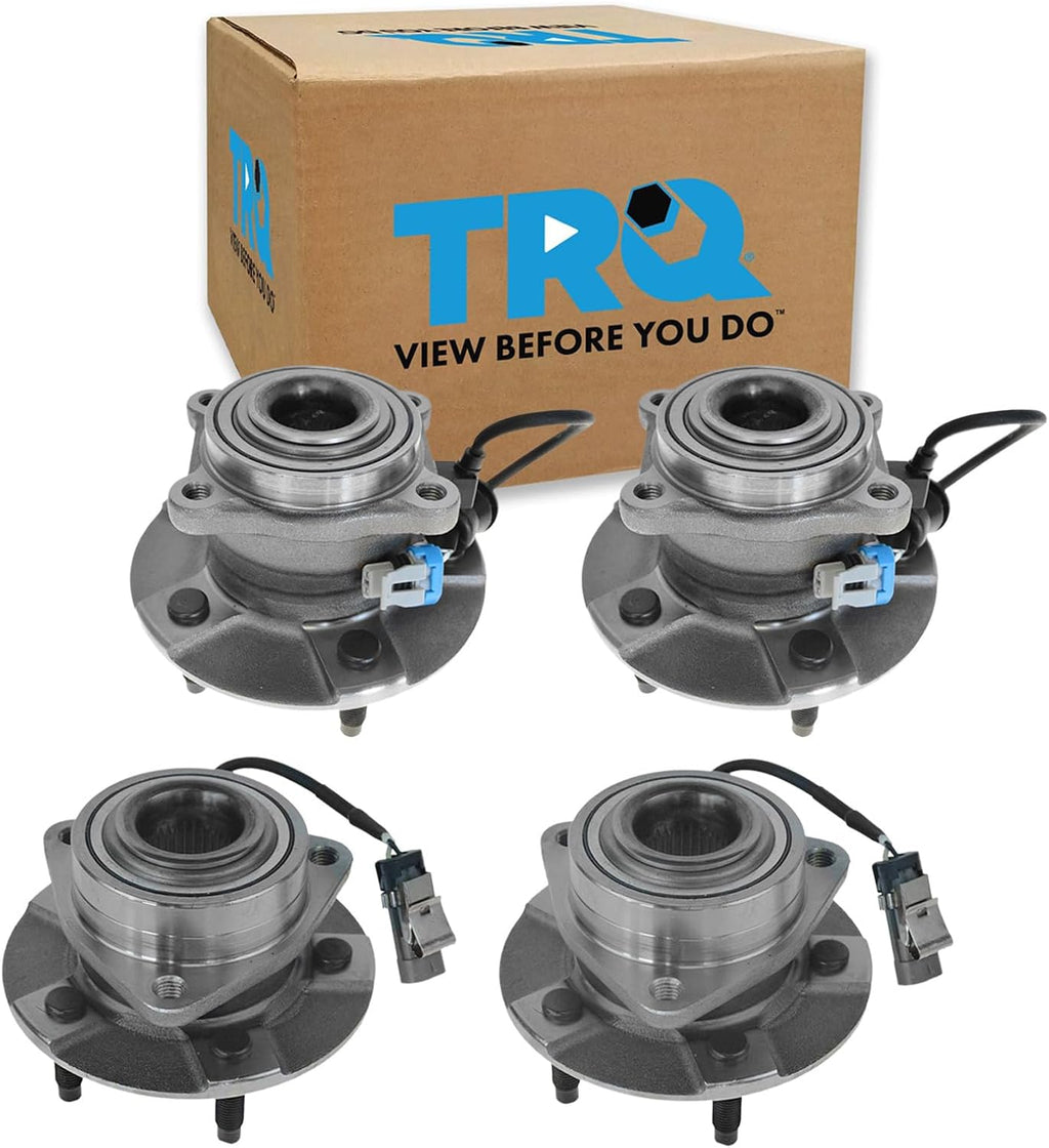 TRQ 2 Piece Front Rear Wheel Bearing & Hub Assembly Set Compatible with 2005-2006 Chevrolet Equinox 2006 Pontiac Torrent 2002-2007 Saturn Vue
