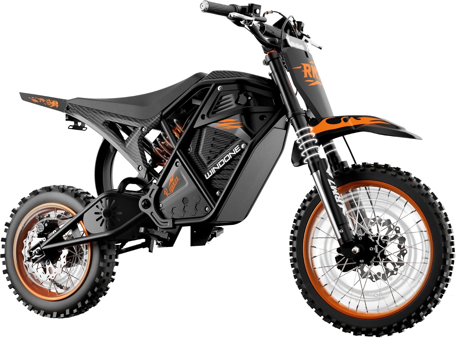 RM7 Electric Dirt Bike for Adults & Teens, 2200W Peak Ebike, 48V 22.5Ah, 37 MPH, 45 Miles, 14'/12' Tire Off-Road Electric Motorcycle, Dual Hydraulic Brakes, Fit Age 13+