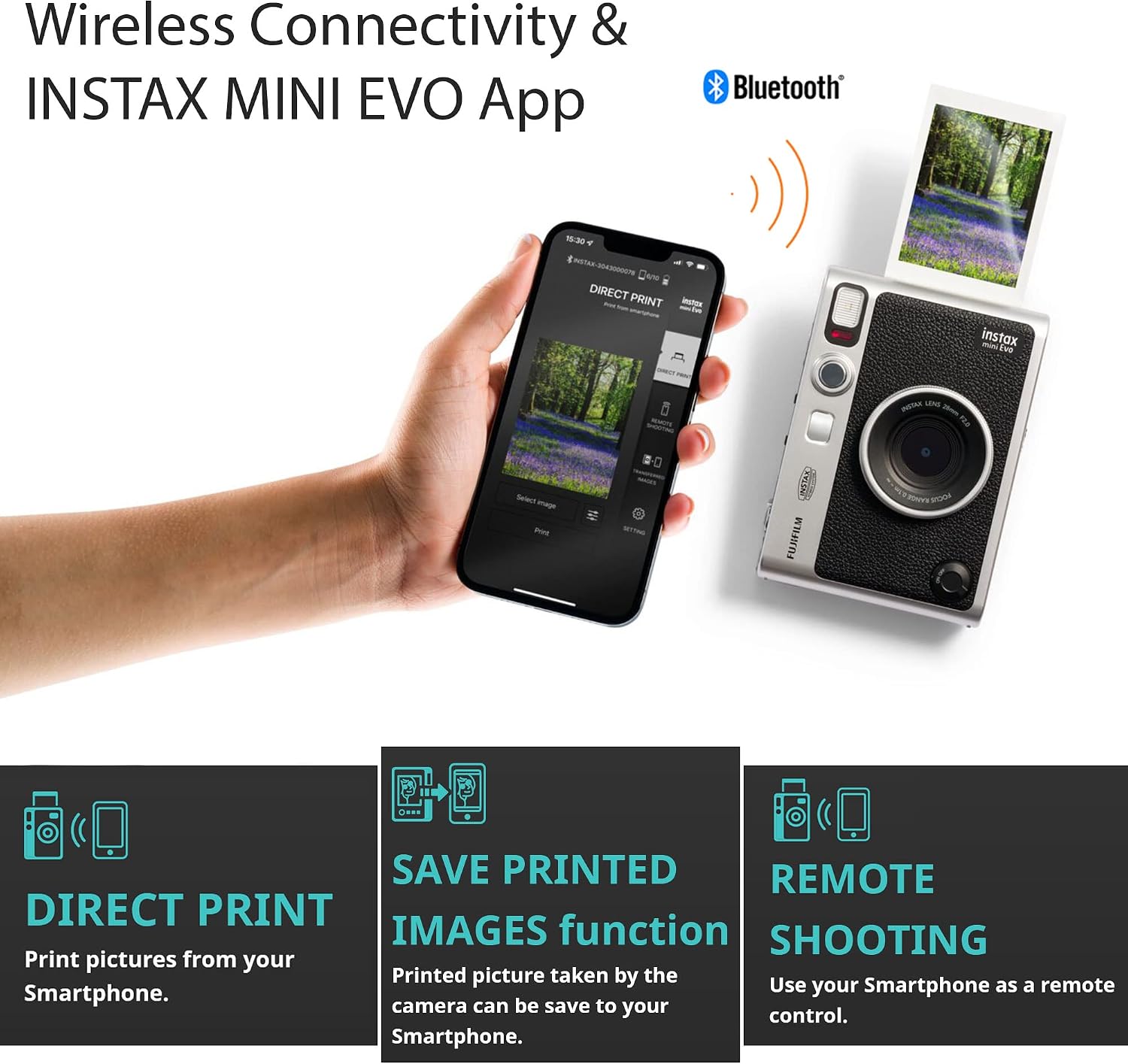 Fujifilm Instax Mini EVO Hybrid Black Instant Camera Bundle with 2X Mini Twin Pack Instant Film
