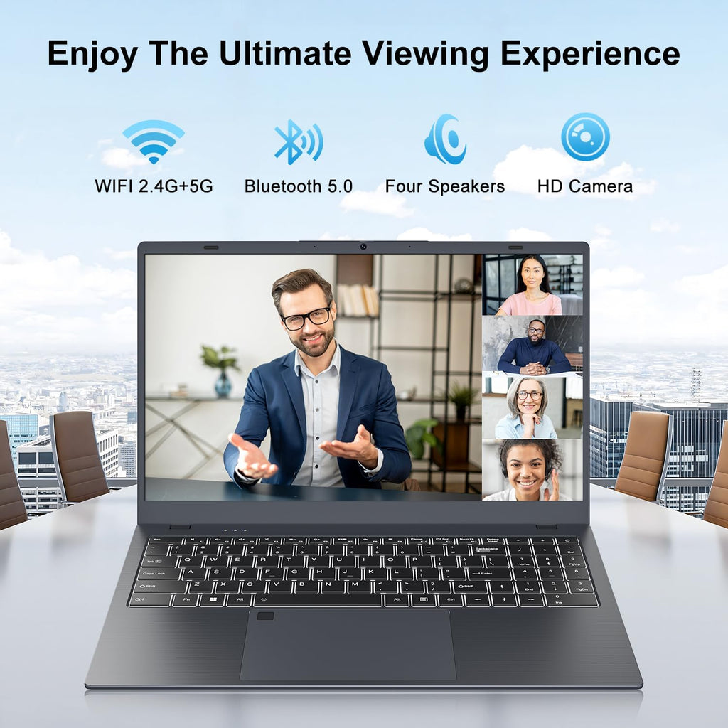 BLUEING 15.6' Laptop Computer, 16GB RAM 512GB SSD (Up to 2TB), N5095 Processor (4-Core, Up to 2.9 GHz), Win11 Pro, 1080P FHD Display, Fingerprint, Backlit KB, Wi-Fi 5, BT5.0, HDMI, Type-C, Laptops