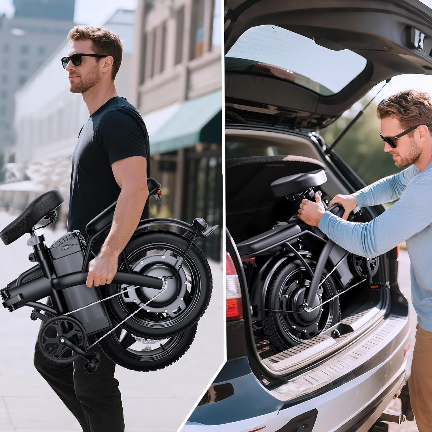 Folding Electric Bike for Adults, 500W Motor 25MPH & 35Miles Long Range, 14' Mini E-Bike with Removable 48V 576Wh Battery, UL Certified Electric Bicycle for Commuting & Teens