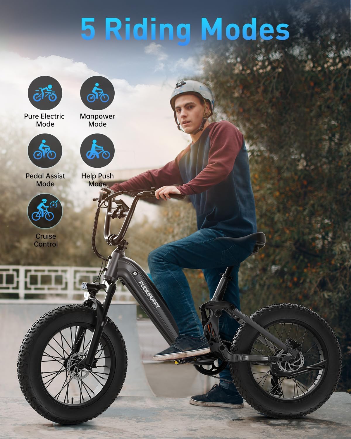 PUCKIPUPPY Corgi Electric Bike for Adults 960W, 48V 20Ah Battery, New Longitudinal Suspension, 20'' Fat Tire Full Suspension Mountain Ebike, 28MPH & 80Miles Range, LCD Display, 7 Speed
