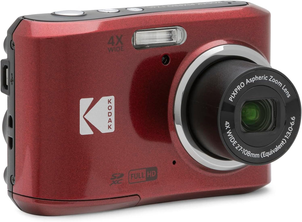Kodak FZ45RD PIXPRO FZ45 16MP Digital Camera, Red Bundle with Lexar 32GB High-Performance 800x UHS-I SDHC Memory Card + Deco Photo Point and Shoot Field Bag Camera Case