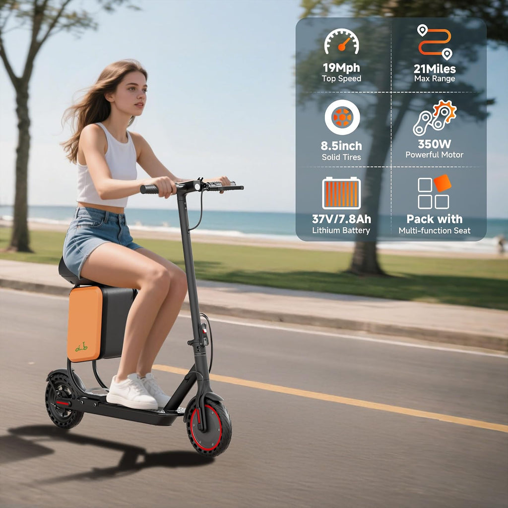 Electric Scooter, 350W-500W Motor, 19 MPH to 22MPH, 15-41 Miles Range, Dual Suspension, Dual Braking, App Control, Foldable Commuter E Scooter for Adults and Teens