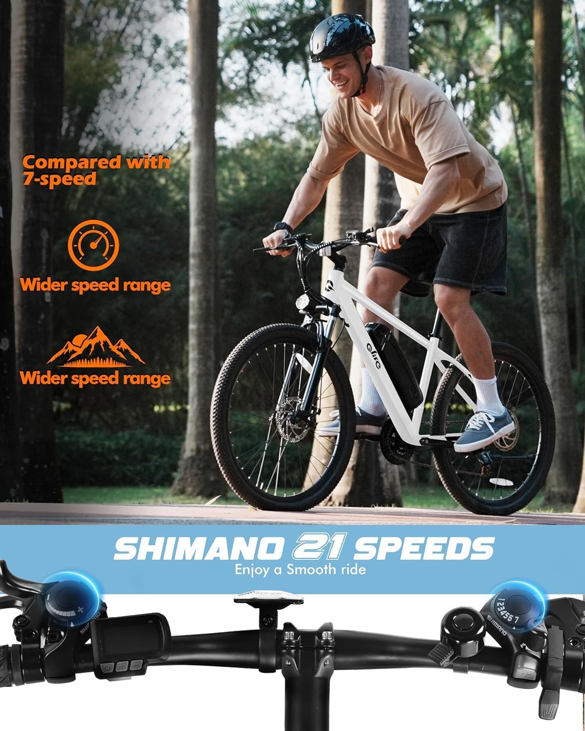 Qlife Racer Electric Bike for Adults - 21-Speed Mountain Lightweight Ebike with Peak 1000W/750W 25MPH/22MPH Brushless Motor, 375Wh Removable Battery, 26X2.1 Tire Step Over E-MTB, Up to 40 Miles