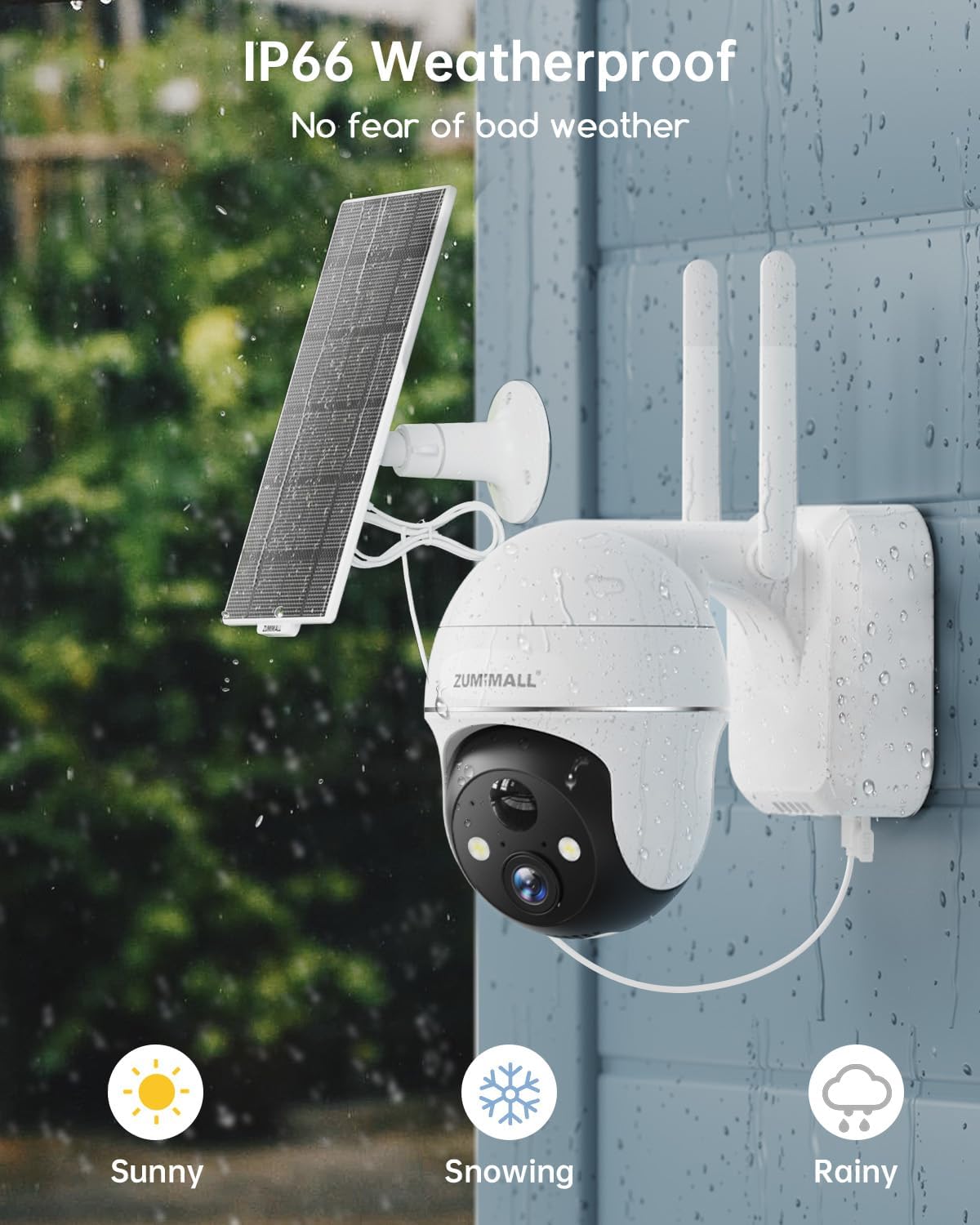 ZUMIMALL 2K Solar Security Cameras Wireless Outdoor 4-Pack, Solar Powered Cameras for Home Security with 360° View, Color Night Vision, 2-Way Talk, AI Motion Alert, Siren, CloudEdge App Supported