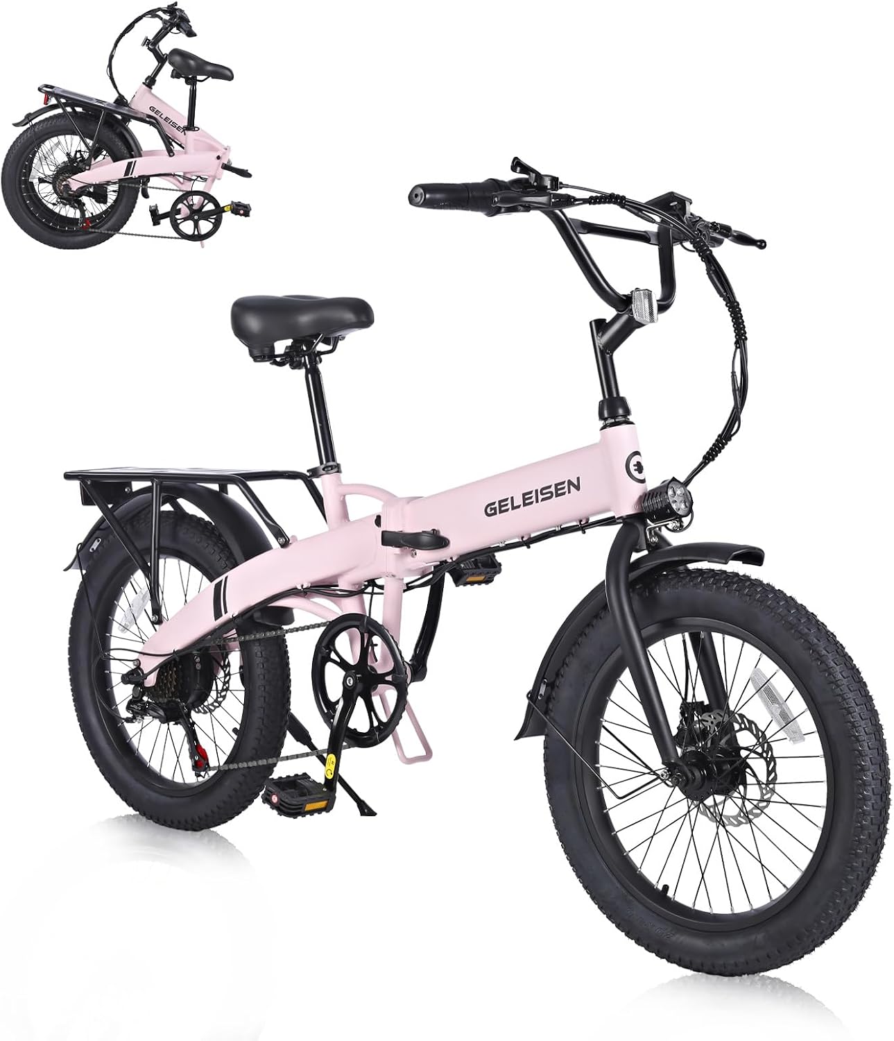 Folding Electric Bike for Adults, 20'×3.0 Fat Tire Electric Bicycle, 374.4Wh Battery Ebike, 20MPH Electric Cargo Bike with LCD Color Display & 6 Speed Gears (Fits for 5'0'+)