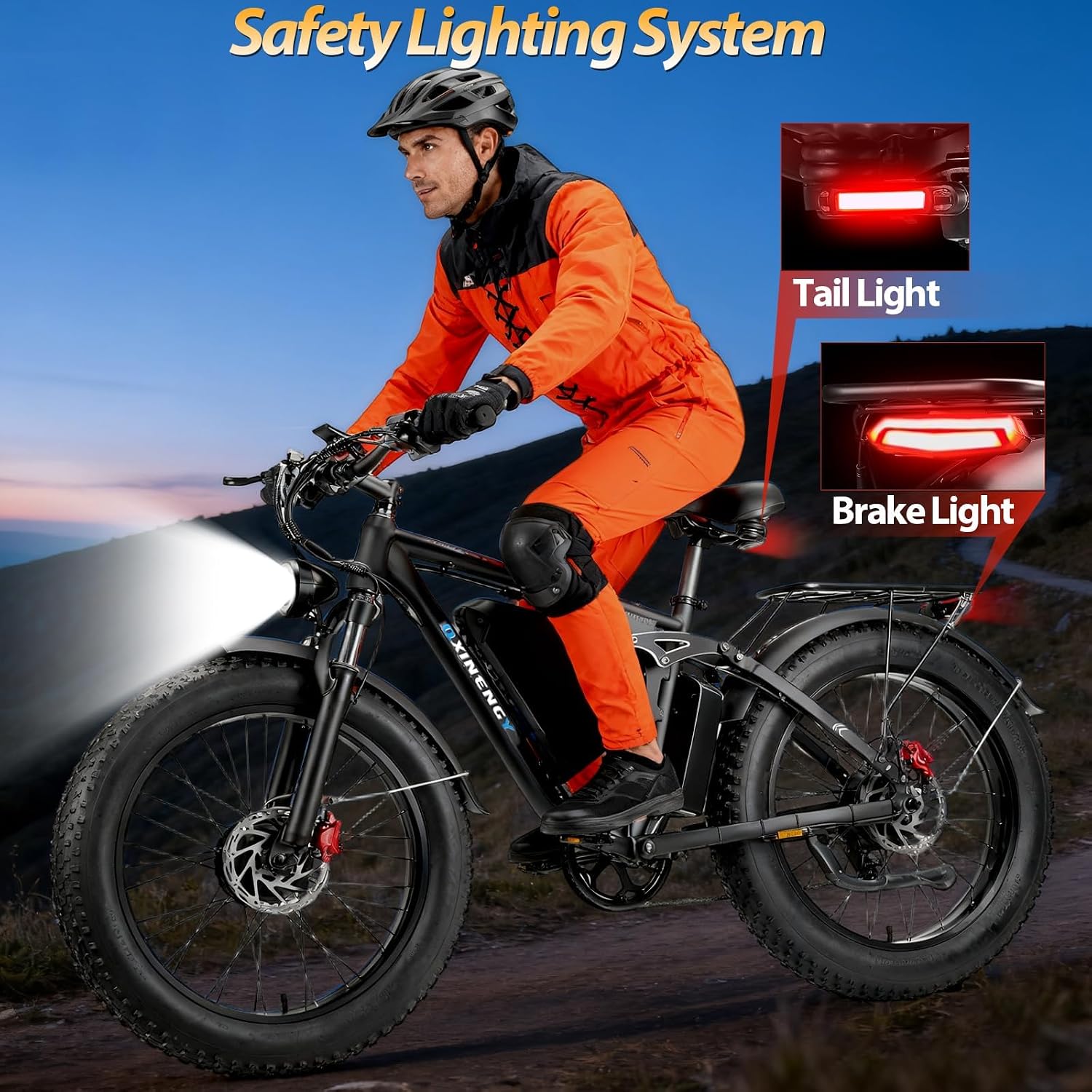 Dual Motor Ebike for Adults, Peak 9000W 52V 34AH Battery, 46MPH Fast Electric Bike for Adults, Up to 105Miles, Hydraulic Disc Brake, Full Suspension, 24' Electric Bicycle for Snow All Terrain