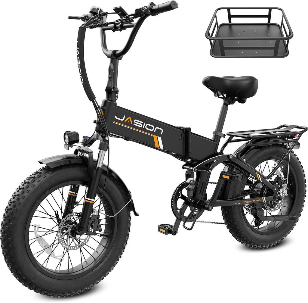 Jasion X Hunter/PRO Electric Bike for Adults,1800W/1400W Peak 20''Fat Tire Foldable Ebike,Folding E Bike Up to 80/70 Miles Range,720/624WH Removable Battery,30 MPH E Bike,Certified by UL2849