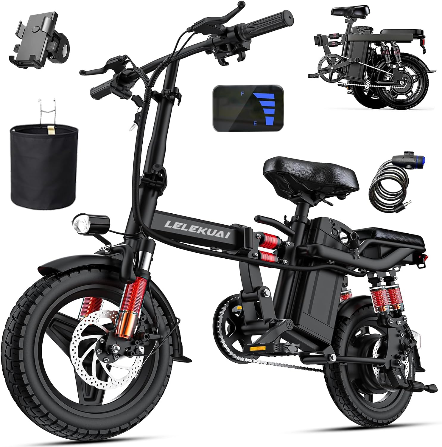 LELEKUAI Electric Bike for Adults, 1200W Peak Motor Commuter Ebike, 20-28MPH Speed, 32 Miles Range, Removable Waterproof Battery, Dual Disc Brakes Electric Bicycle, UL 2849 Certified