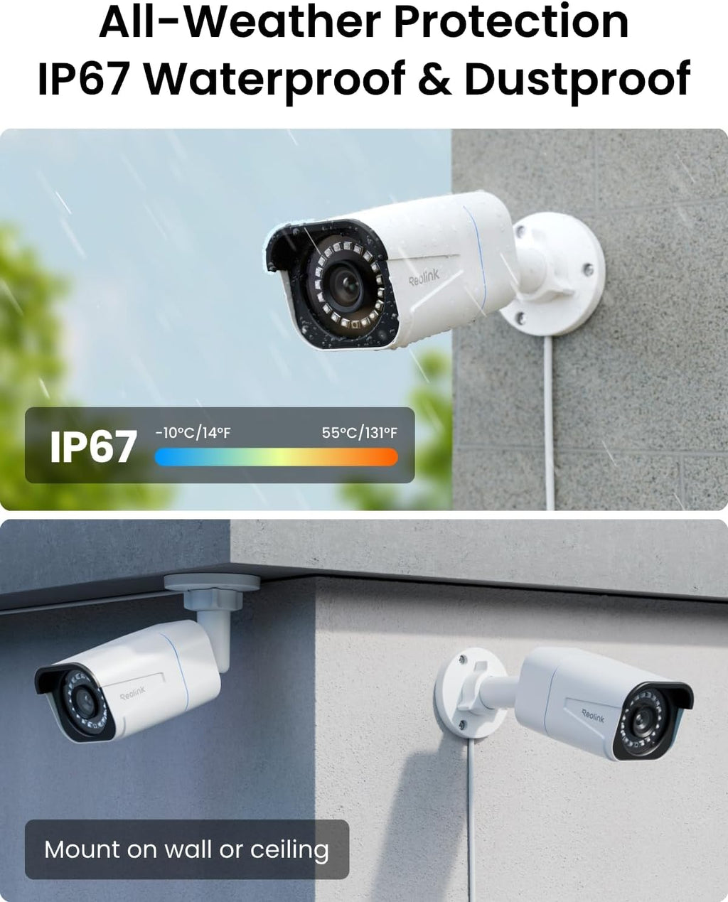 REOLINK 4K Security Camera System, RLK16-800B8 8pcs H.265 PoE Wired with Person Vehicle Detection, 8MP/4K 16CH NVR with 4TB HDD for 24-7 Recording