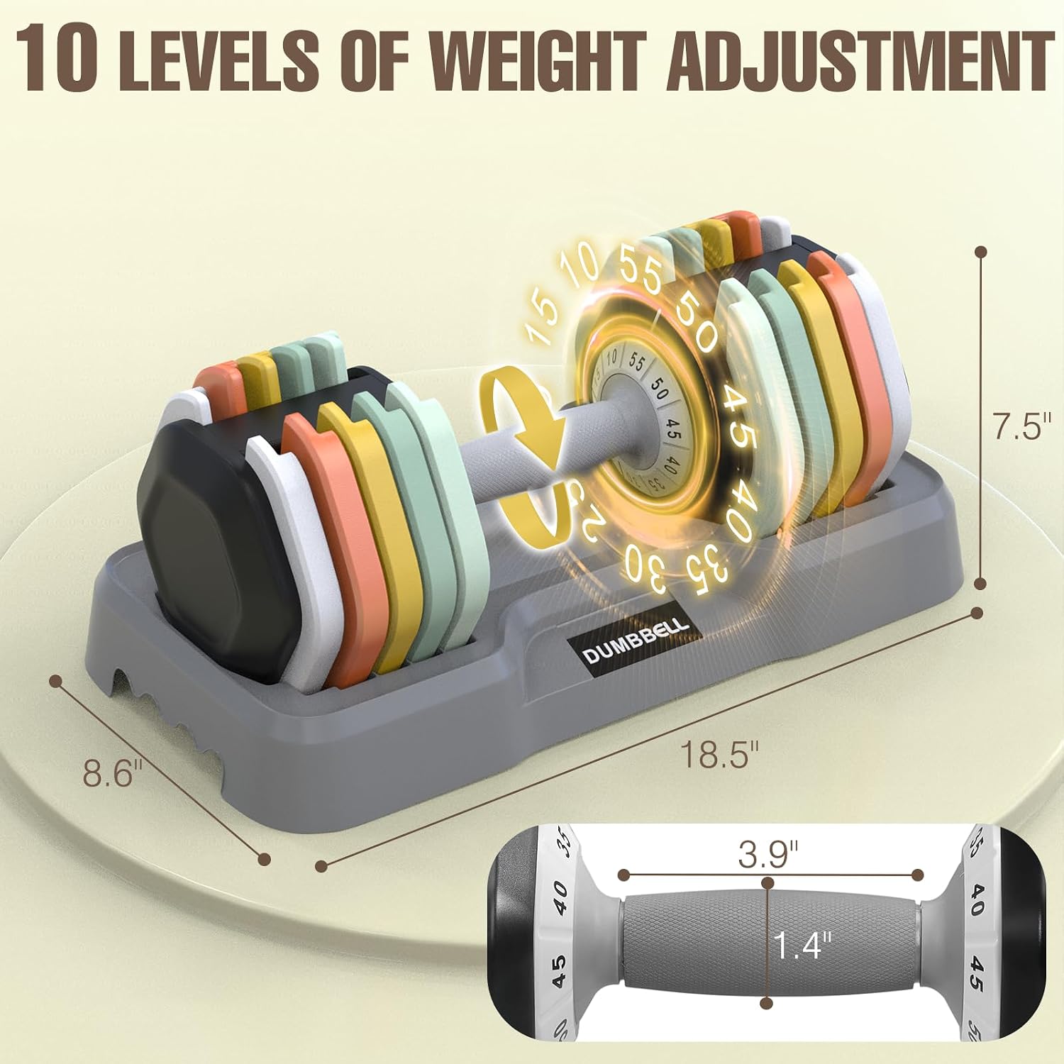 25/55 lbs Pair Adjustable Dumbbell, Fast Adjust Dumbbell Weight for Exercises Pair Dumbbells for Men and Women in Home Gym Workout Equipment