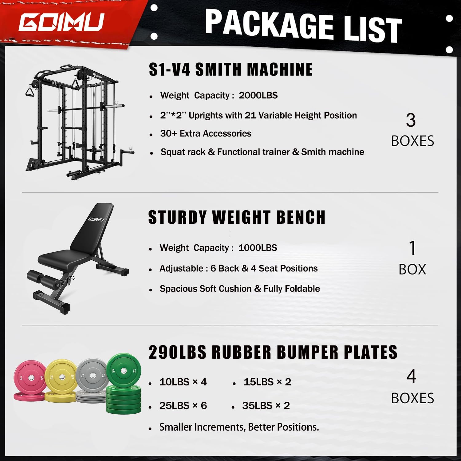 S1-V4 Smith Machine, 2000LBS Power Cage with Cable Crossover System, All-in-One Squat Rack with Smith Bar, Strength Training Equipment for Hone Gym