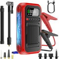 Tire Inflator Portable Air Compressor,12V Car Battery Jump Starter,5X Faster Air Pump For Car Tire with Digital Tire Pressure Gauge&LED Light&Auto Shut-Off,Cordless Pump for Car,Motor,Bicycle