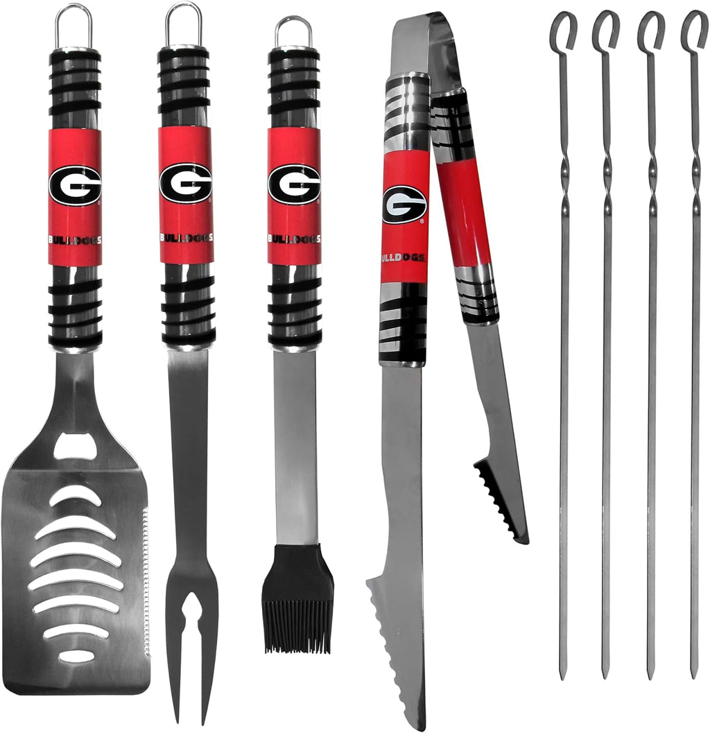 NCAA Siskiyou Sports Fan Shop Georgia Bulldogs Steel Tailgater BBQ Set w/Case 8 piece Gray