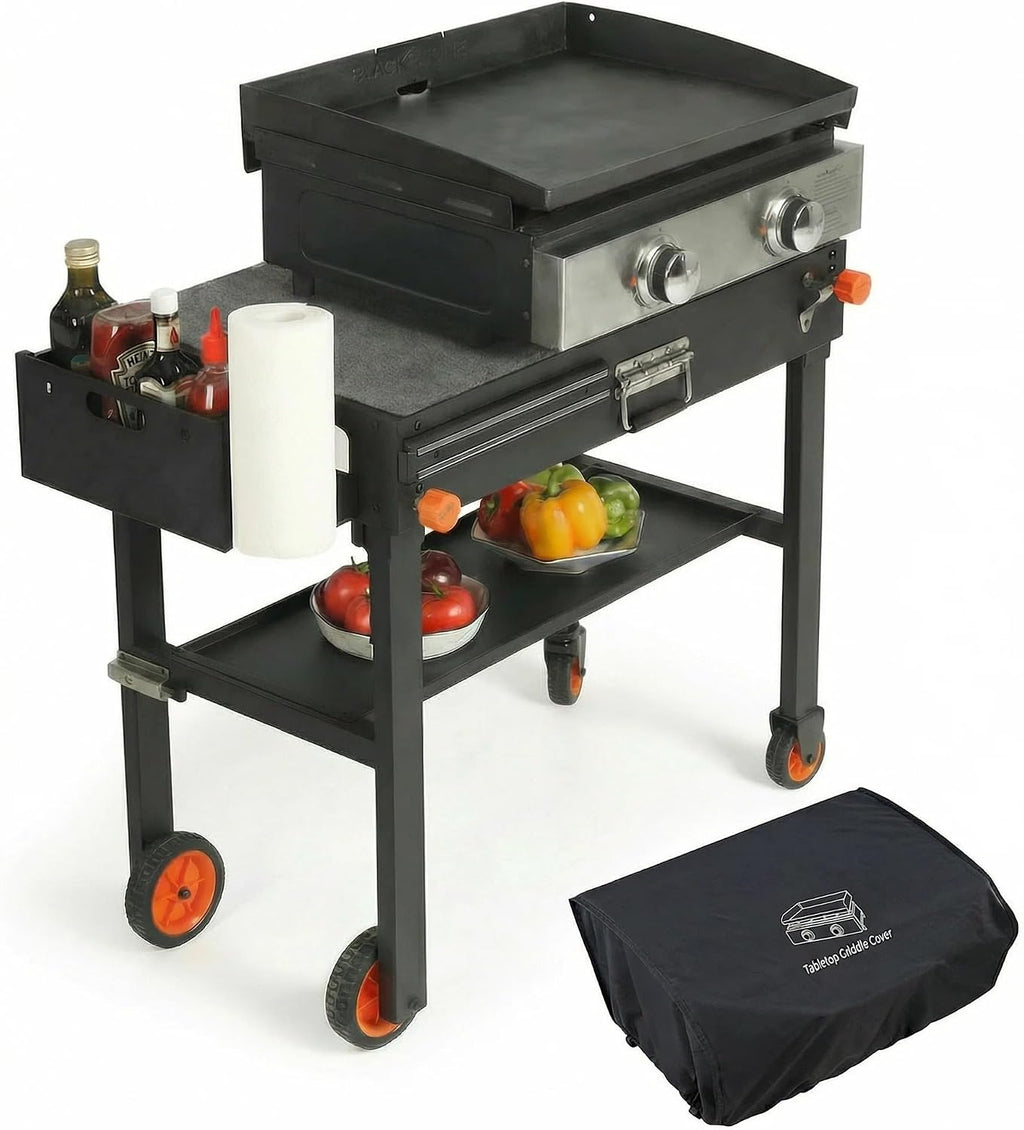 Grill Table For Blackstone Griddle 22 and 17 Inch, Grill Carts and 22 inch Griddle Cover, Foldable Quickly Blackstone Stand Suitable for Travel/Camping And Outdoor Meals