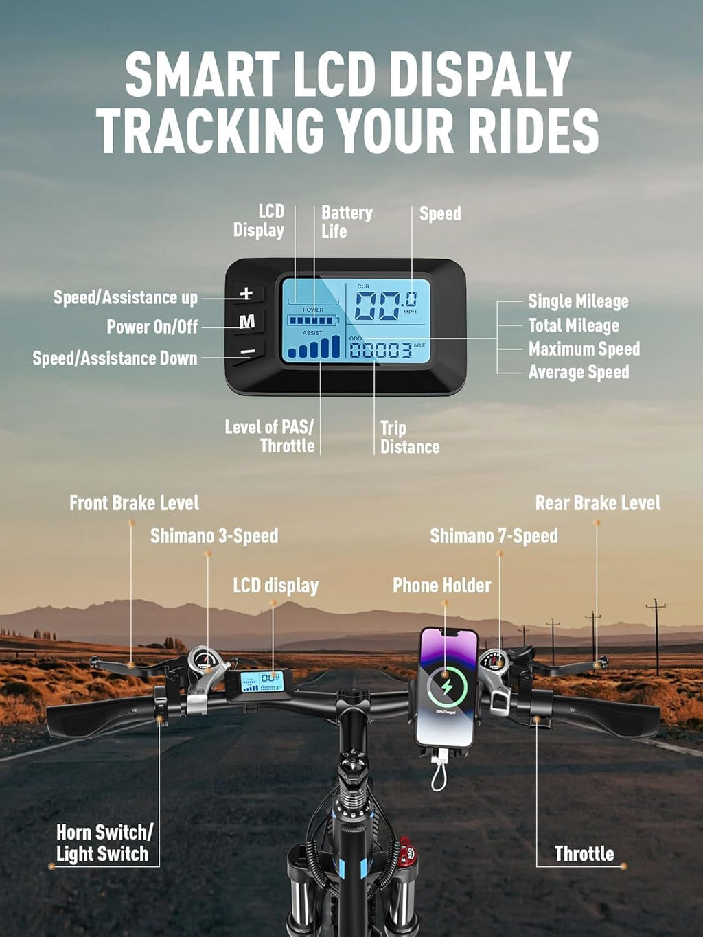 E·Bycco 29' Electric Bike for Adults, 48V 17.5AH, 1000W Peak Electric Mountain Bikes, 21-Speed Pedal Assist Ebikes, 34MPH 80 Miles Long Range Waterproof Commuter Electric Bicycle for Large Men