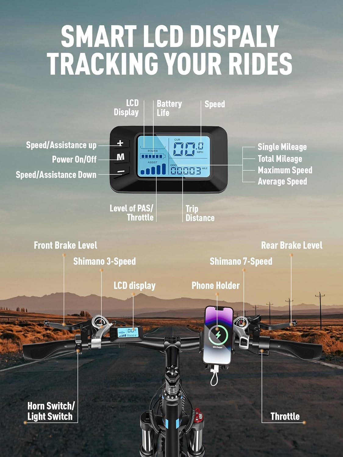 E·Bycco 29' Electric Bike for Adults, 48V 17.5AH, 1000W Peak Electric Mountain Bikes, 21-Speed Pedal Assist Ebikes, 34MPH 80 Miles Long Range Waterproof Commuter Electric Bicycle for Large Men