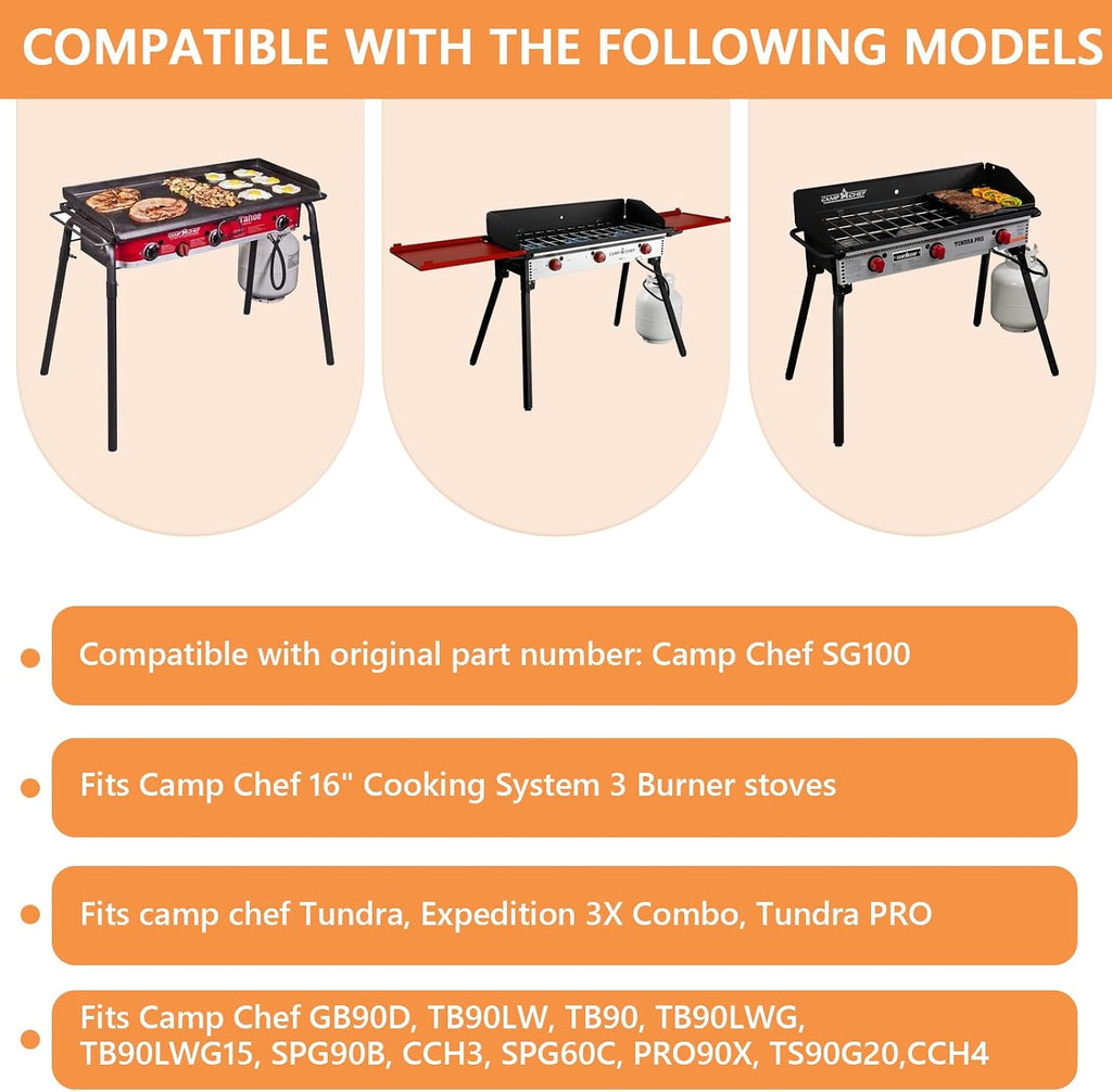 Flat Top Griddle for Camp Chef Accessories 3 Burner Stove SPG90B GB90D TB90 TB90LW TB90LWG TB90LWG15 CCH3 Camp Stove Griddle Top for Camp Chef Tundra 3 Burner 16' x 38'