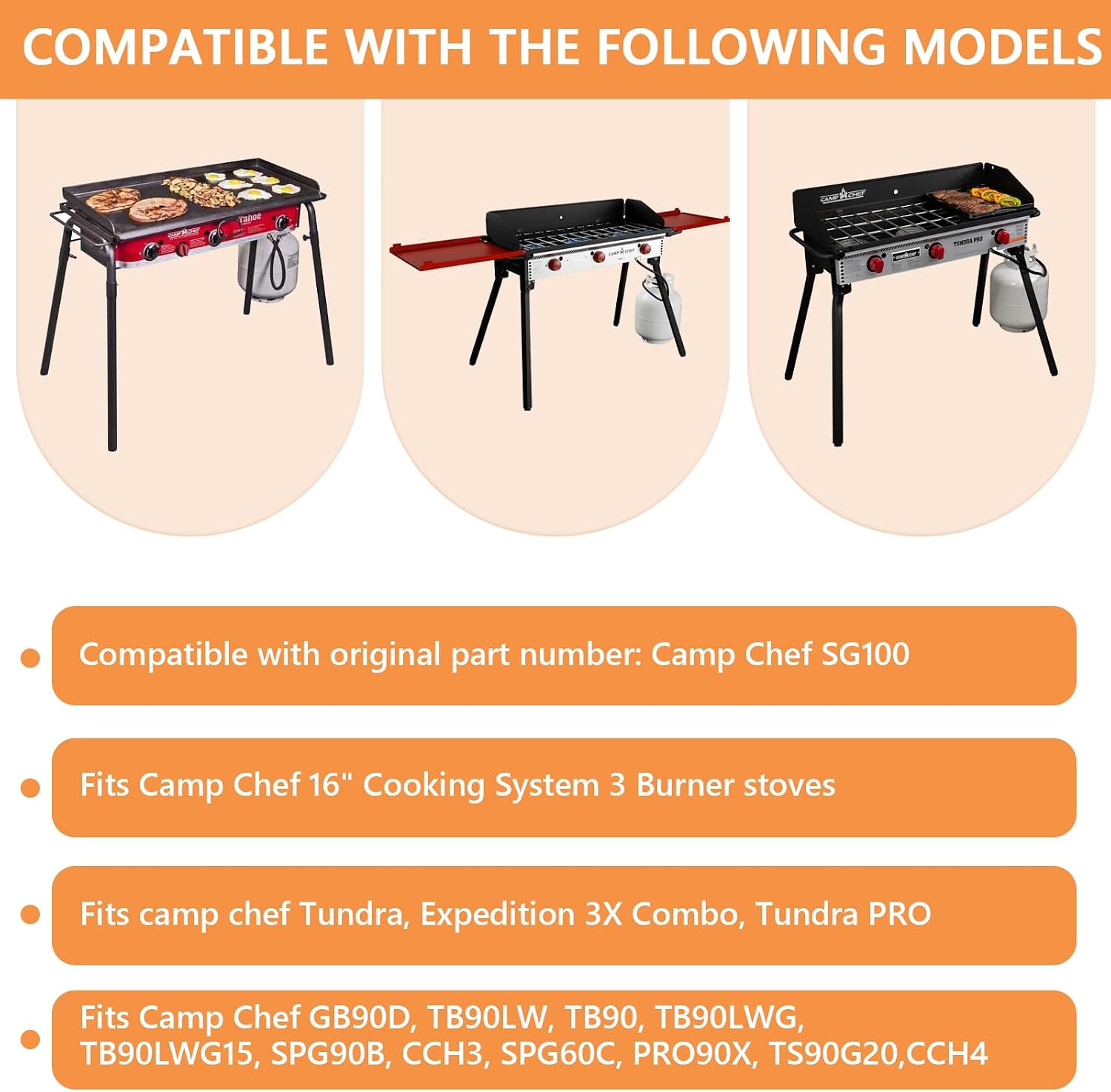 Flat Top Griddle for Camp Chef Accessories 3 Burner Stove SPG90B GB90D TB90 TB90LW TB90LWG TB90LWG15 CCH3 Camp Stove Griddle Top for Camp Chef Tundra 3 Burner 16' x 38'