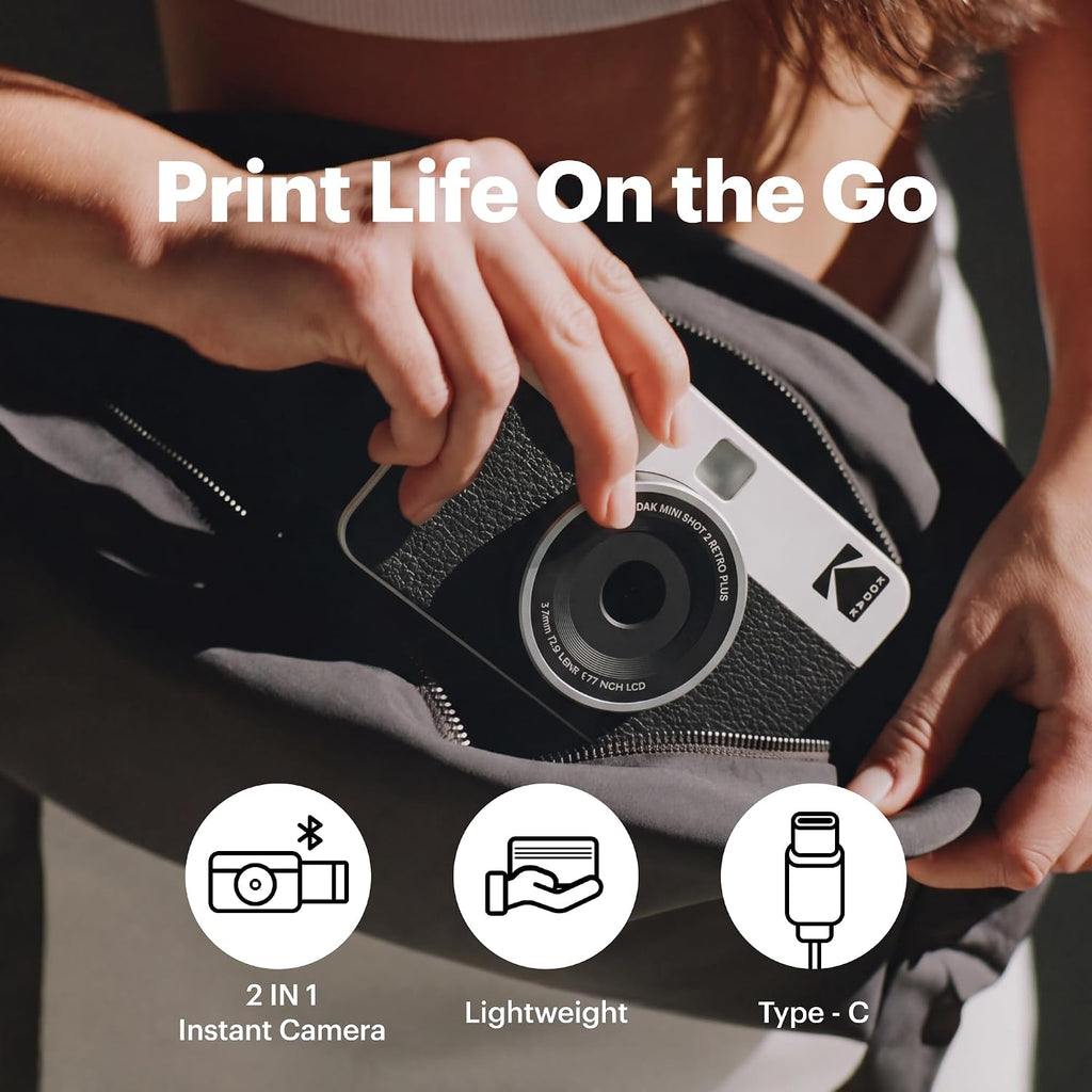 Kodak Mini Shot 2 Retro Portable Wireless Instant Camera & Photo Printer - White - 60 Sheets