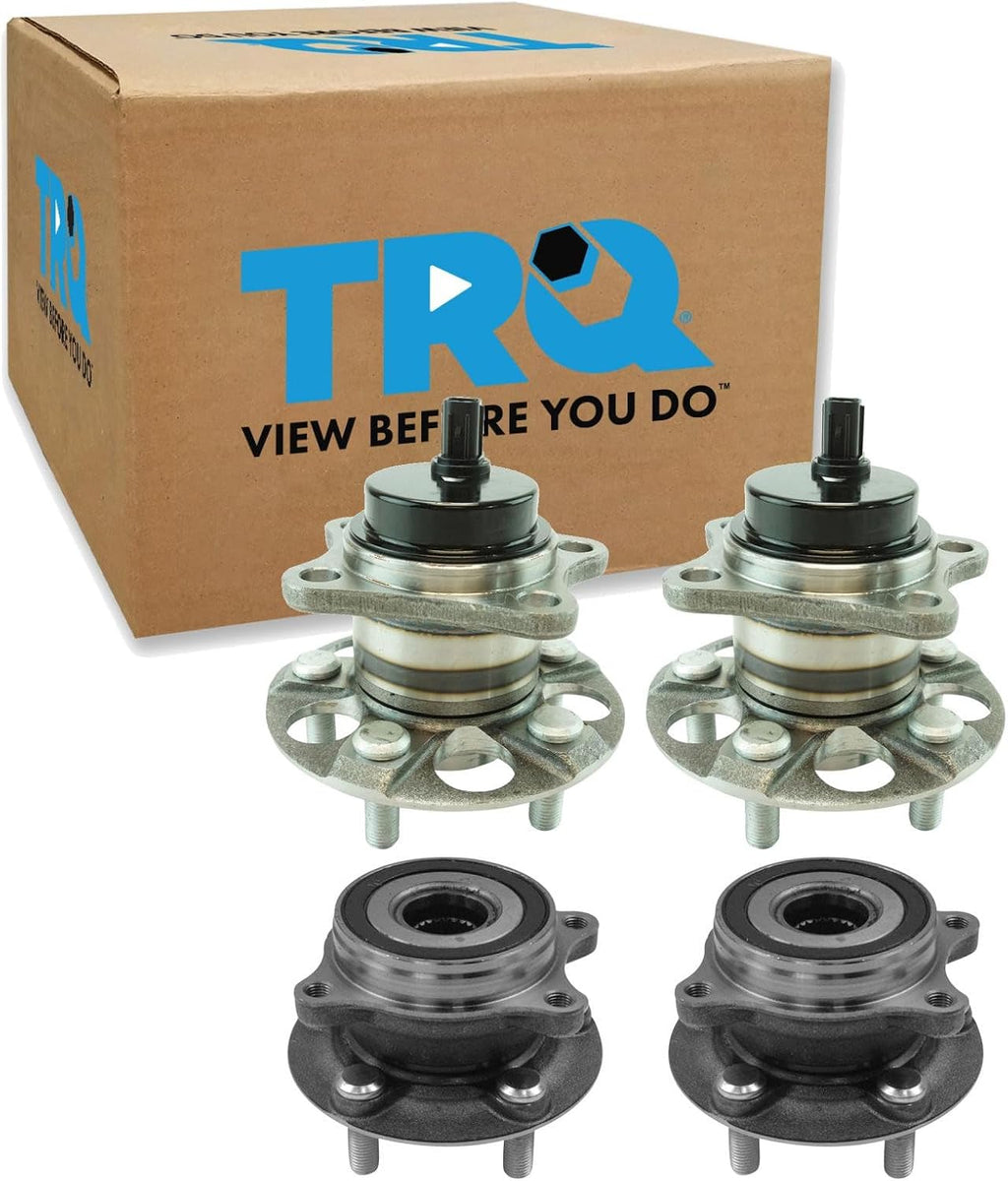 TRQ Front and Rear Wheel Bearing and Hub Assembly Set 4 Piece Compatible with 2010-2015 Toyota Prius 2012-2015 Prius Plug-in