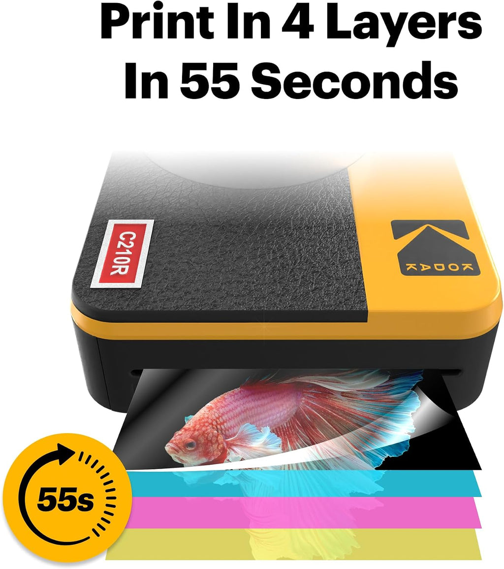 KODAK Mini Shot 2 Retro 2x3' Instant Digital Camera & Photo Printer, 38 Sheets, 2-in-1 Portable Print Camera, Bluetooth Smartphone Printer for iOS & Android, 4PASS Dye Sublimation, Yellow
