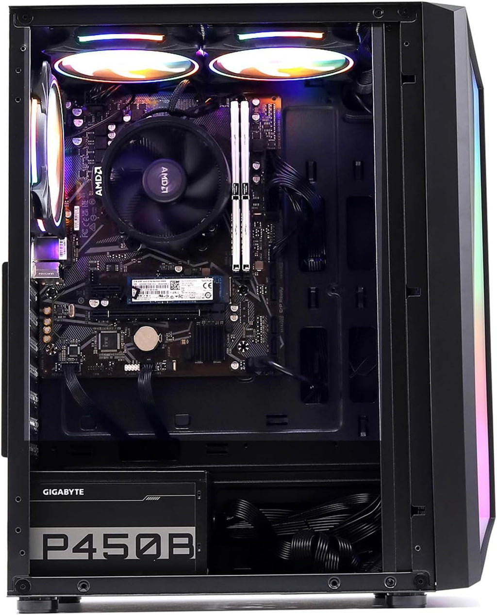MXZ Desktop Gaming Computer Home&Office PC R5 5600GT,16GB DDR4, 1 T NVME SSD，6 RGB Fans, WiFi & Win 11 Pro 64-bit Ready