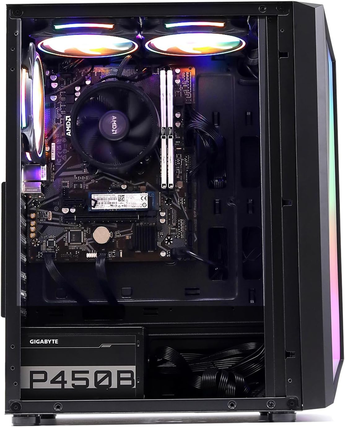 MXZ Desktop Gaming Computer Home&Office PC R5 5600GT,16GB DDR4, 1 T NVME SSD，6 RGB Fans, WiFi & Win 11 Pro 64-bit Ready