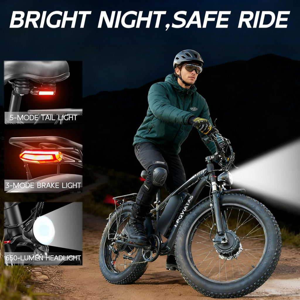 9000W Peak AWD-Ebike-Dual-Motor-Electric-Bike for Adults-Men, 52V 1768Wh Dual-Motor-Ebike 42-46M PH-Hunting-Ebike Long Range Dirtbike, 24'*4.0' Fat-Tire-Electric-Bicycle Mountain Bike Snow