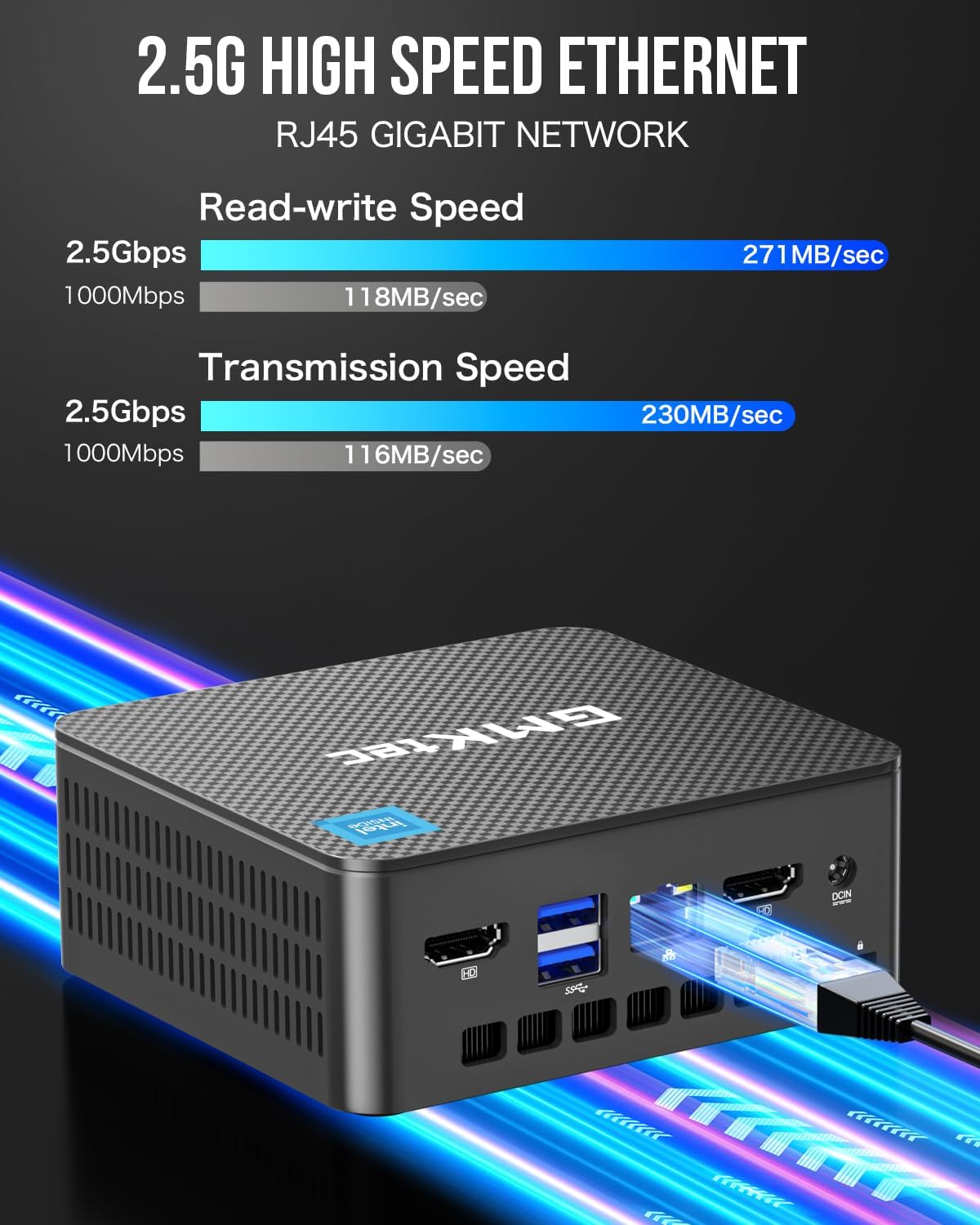 GMKtec Mini PC Intel Core i3-10110U Processor (Beats 4300U/N150) 8GB DDR4 256GB SSD i226-V RJ45 Ethernet Desktop Computer 4K Dual/ 4X USB3.2/ WiFi 6 BT5.2/ Nucbox G3 Pro