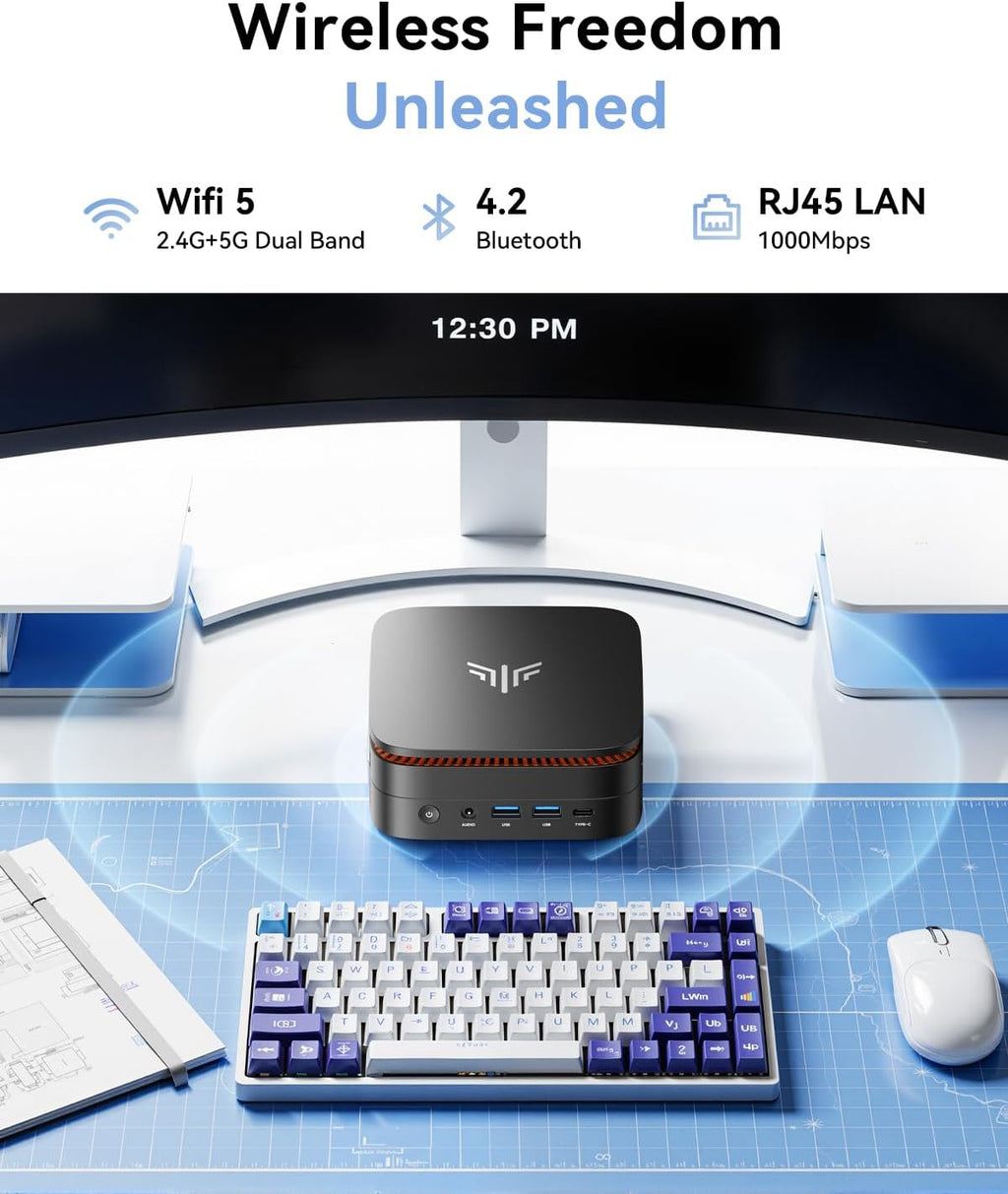 KAMRUI Mini PC, P1 Win 11 pro AMD Ryzen 4300U (Beat 3500U/3200U/N150/i3 10110U, Up to 3.7 GHz) Mini Computer, 16GB DDR4 RAM 512GB M.2 SSD, Small Pc Dual 4K/HTPC/Ethernet/WiFi/BT Business/Office/Home