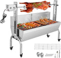 Stainless Steel Rotisserie Grill, 25W Motor Small Pig Lamb Rotisserie Roaster, 48.7'' 2 In 1 BBQ Charcoal Rotisserie Grill for Camping Outdoor
