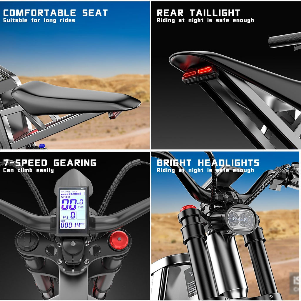 Freego Electric Motorcycle for Adults, X2Pro Electric Dirt Bike 6000W(Peak) Motor 60V/30Ah Battery,50MPH Off Road Electric Bicycle,19x2 Tire Full Suspension/Four-Piston Hydraulic Brake