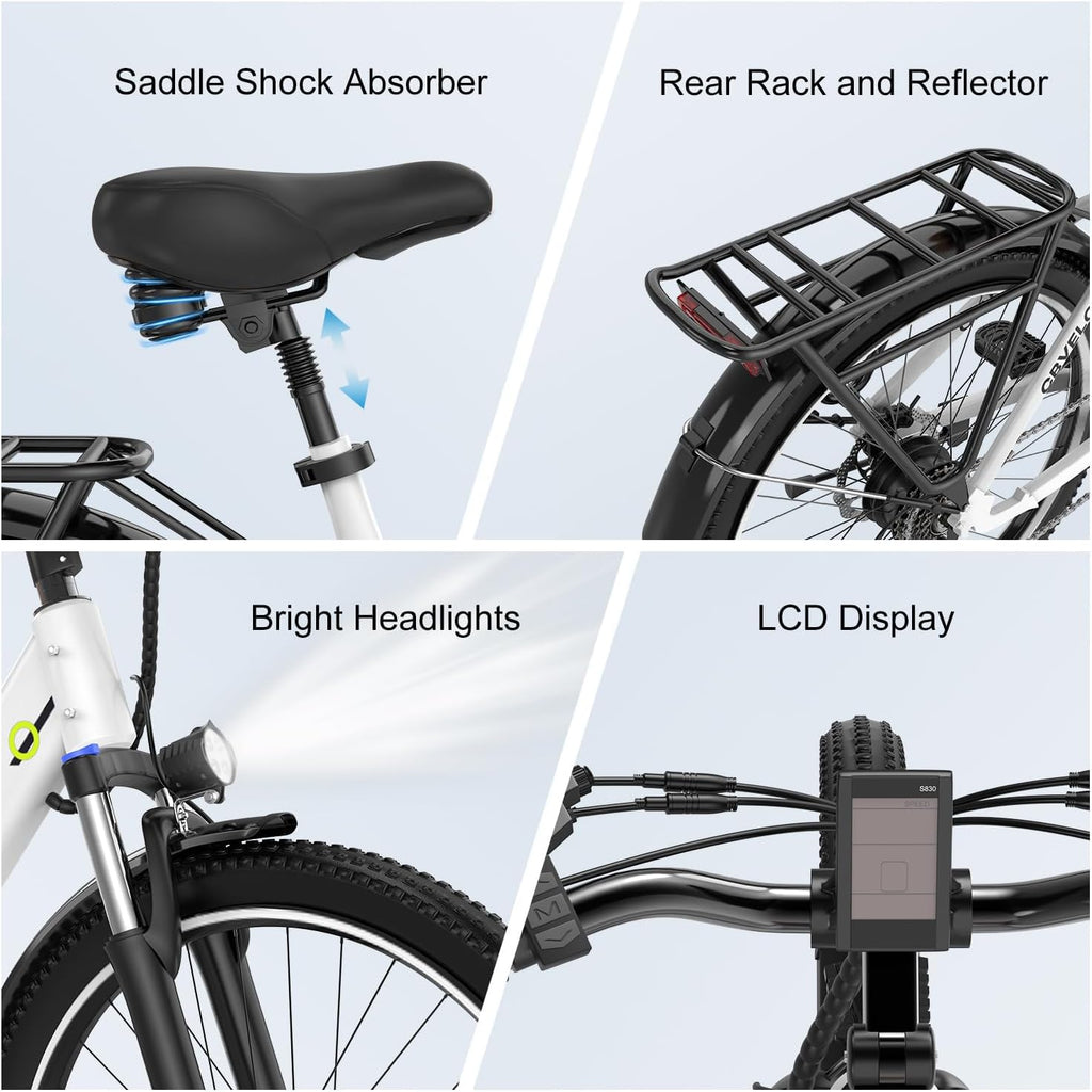 Cybervelo 750W Peak Electric Bike for Adults,up 80 Miles Removable Battery Ebike, 26' Electric E Bike with 7-Speed,Adult Electric Bicycles for Commute Beach Snow Womens/Man All Terrain