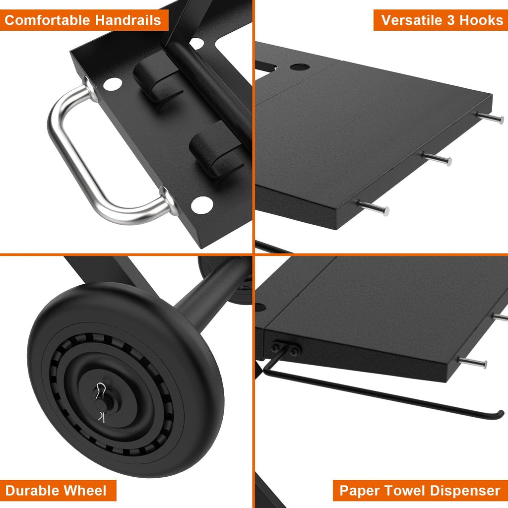Griddle Stand for Blackstone 22 17 Inch Tabletop Grill, Heavy-Duty Foldable Griddle Table with Wheels, Griddle Trolley Dining Table Cart, Grill Replacement Part for Outdoor Camping BBQ Tailgating