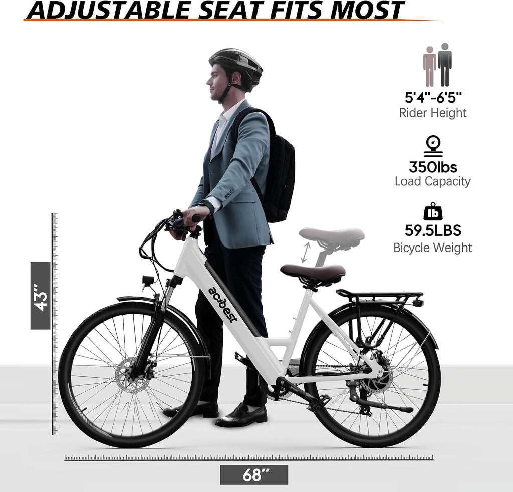 ACTBEST Core Electric Bike for Adults - 468Wh Removable Battery, 26 inch Step Thru Electric Bicycle, Peak 750W Brushless Motor Cityrun Ebike, with 7 Speed, Up to 50 Miles