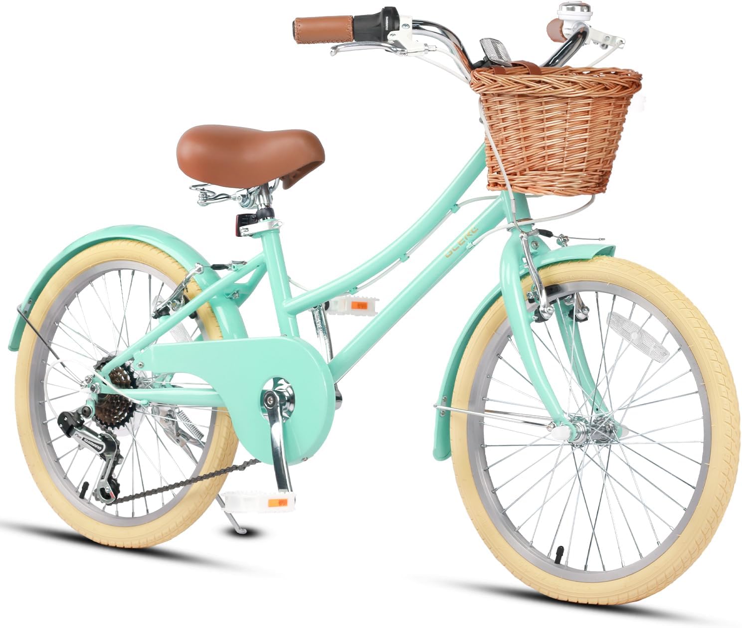 Glerc 20 24 26 Inch Beach Cruiser Bike, 6-Speed Hybrid City Bicycle for Girls Youth and Over 6 Years Old, Missy Bike with Wicker Basket & Lightweight, Multiple Colors
