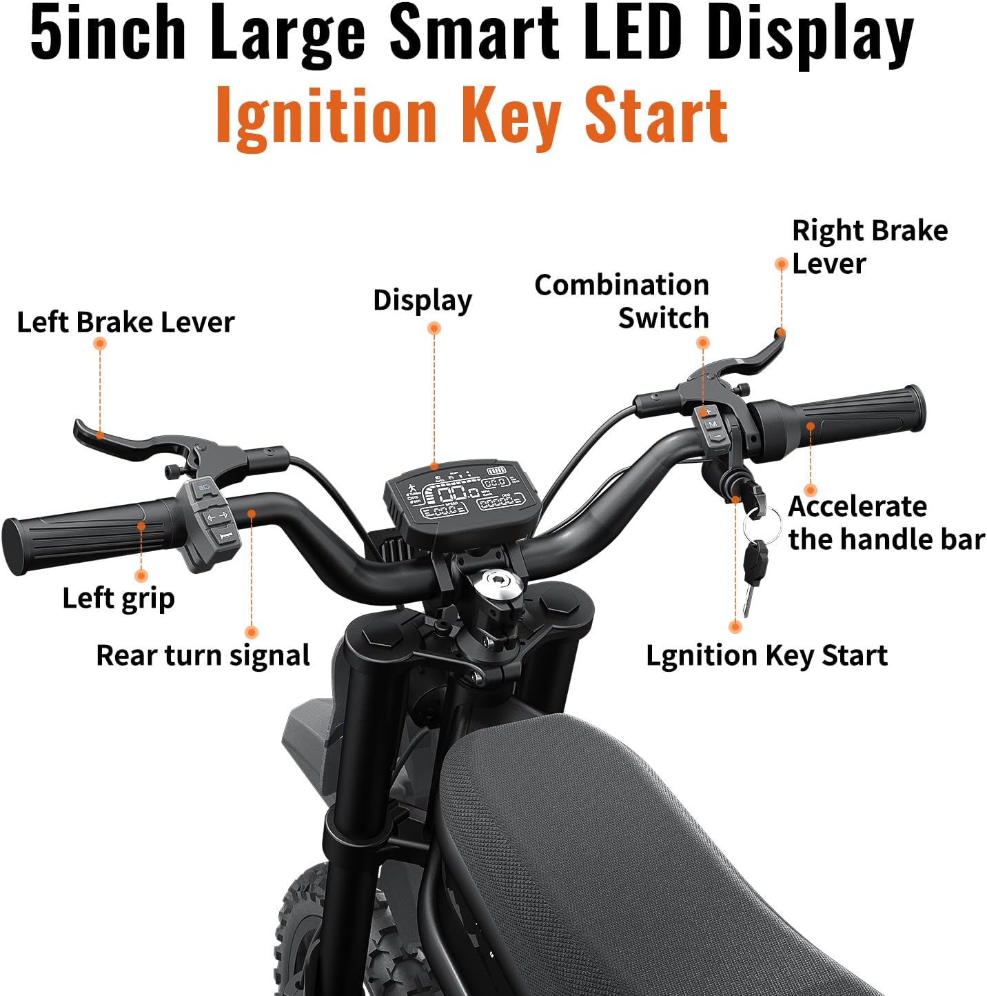 GT54 PRO /GT54 Electric Dirt Bike for Teens, 60V 25AH 40MPH // 48V 27AH 37MPH Ebike with 14'/12' Motorcycle Tire, 3000W/2000W Dual Hydraulic Brakes Mountain Off-Road Dirtbike for Ages 13+