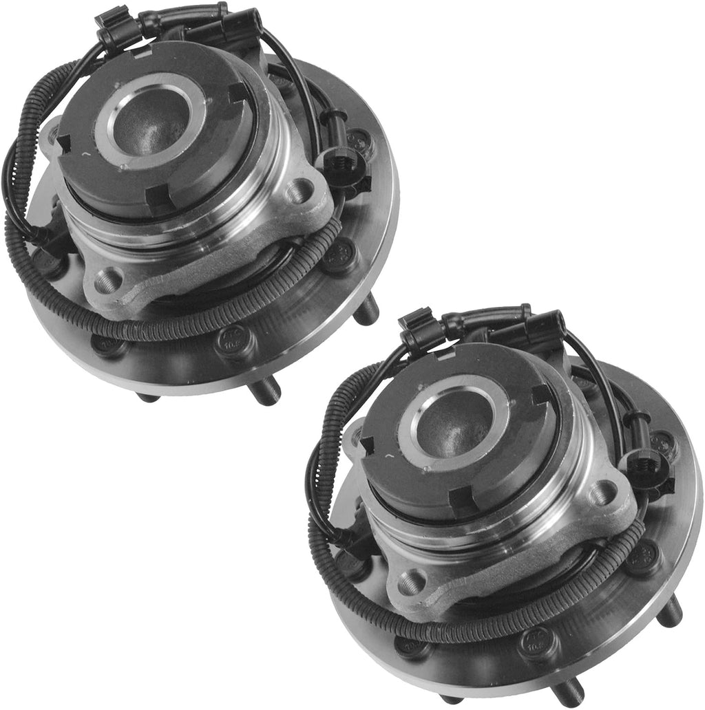 TRQ Front Left and Right Wheel Bearing and Hub Assembly Set 2 Piece Compatible with 1999-2004 Ford F-250 Super Duty Rear Wheel Drive Mono Beam Axle 1999-2004 F-350 Super Duty