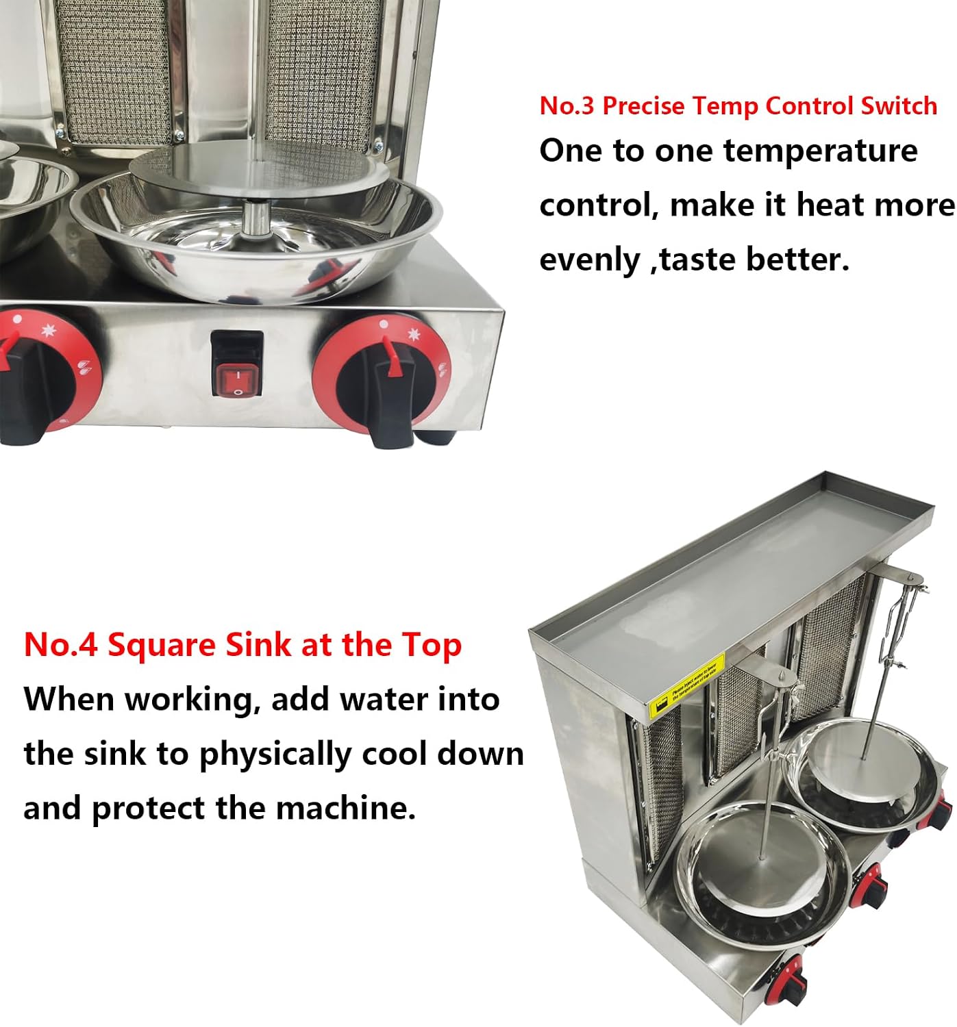 Shawarma Grill Machine with 3 Burners LP Gas Kebab Gyro Grill Machine Vertical Rotating Broiler for Home Restaurant Kitchen Party