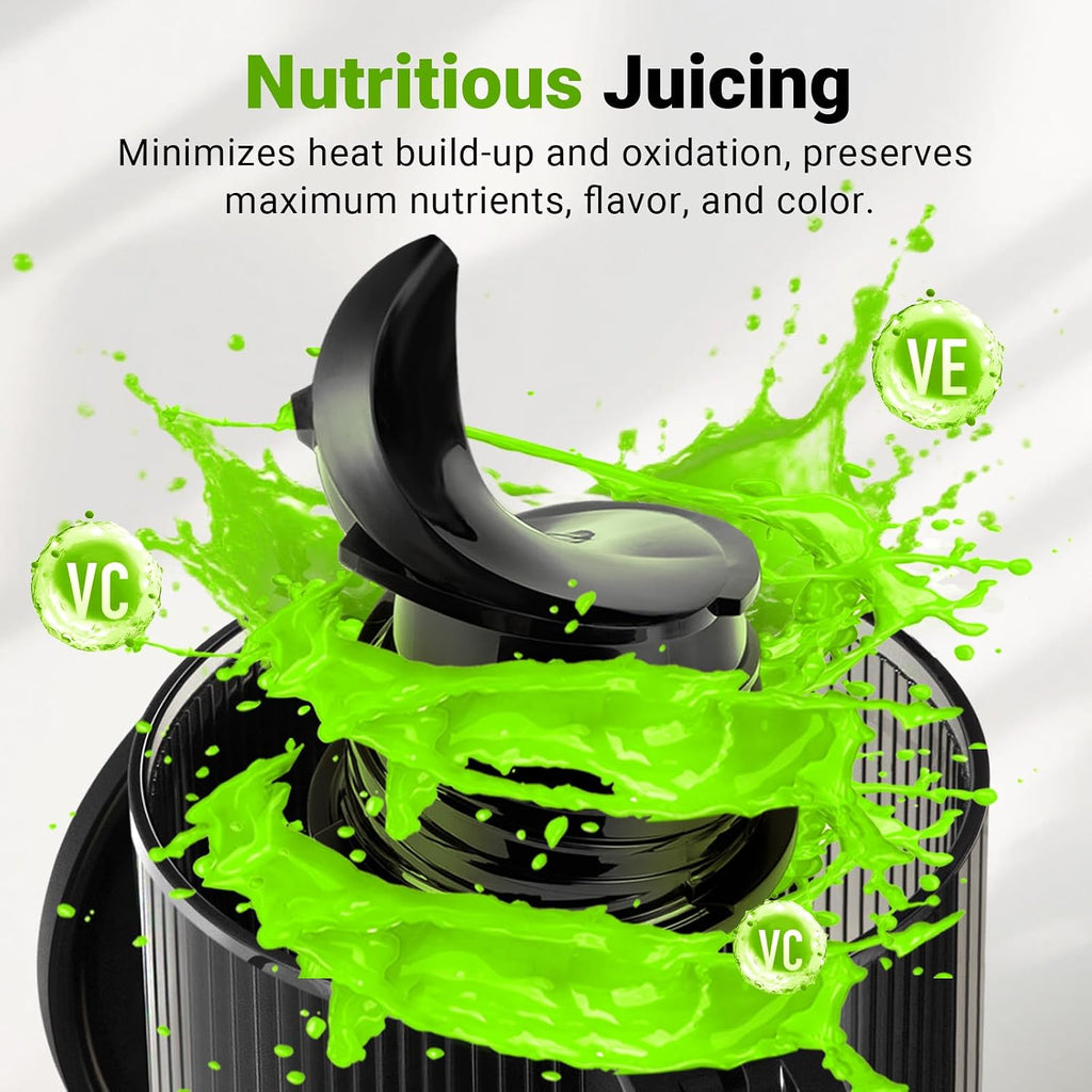 Ventray Juicer Machine, Cold Press Juicer with 5.1'' Extra Large Feed Chute for Whole Vegetables & Fruits, 250w, High Juice Yield, Easy to Clean with Brush
